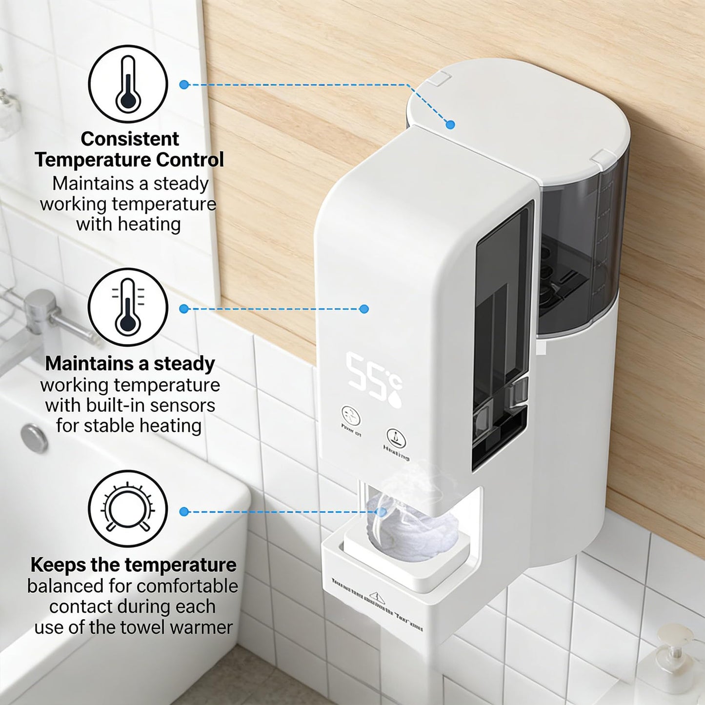 Automatic Hot Towel Dispenser, Face Towel Warmer 5-Second Rapid Heating, 55°C Constant Temp Heated, Suitable for Skincare, Cleansing and Physical Therapy. (60towel)