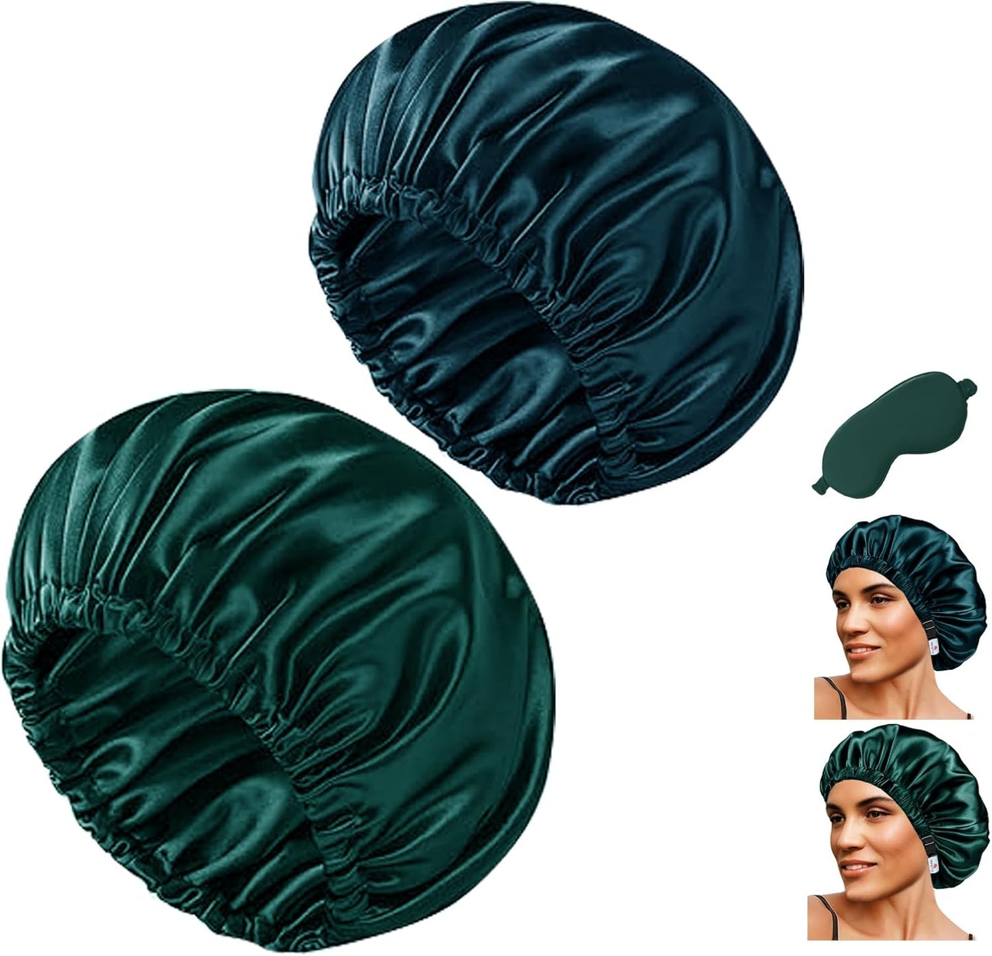 Satin Bonnet Hair Caps for Sleeping - 3 Pcs Silky Night Bonnets for Curly Hair | Women's Sleepwear