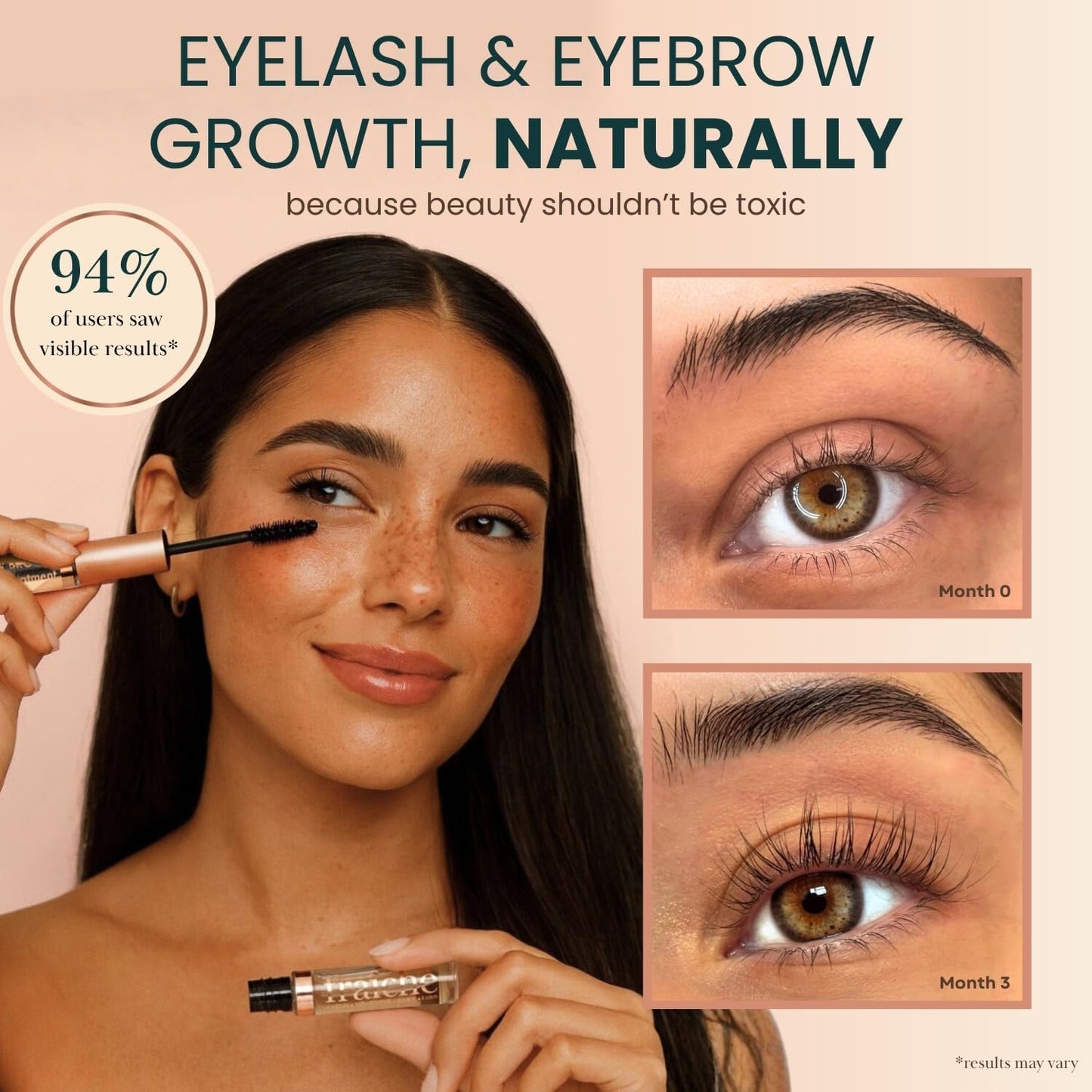 Organic Castor Oil Lash Serum for Hair Growth, Eyebrow Eyelash Growth Serum, Cold Pressed