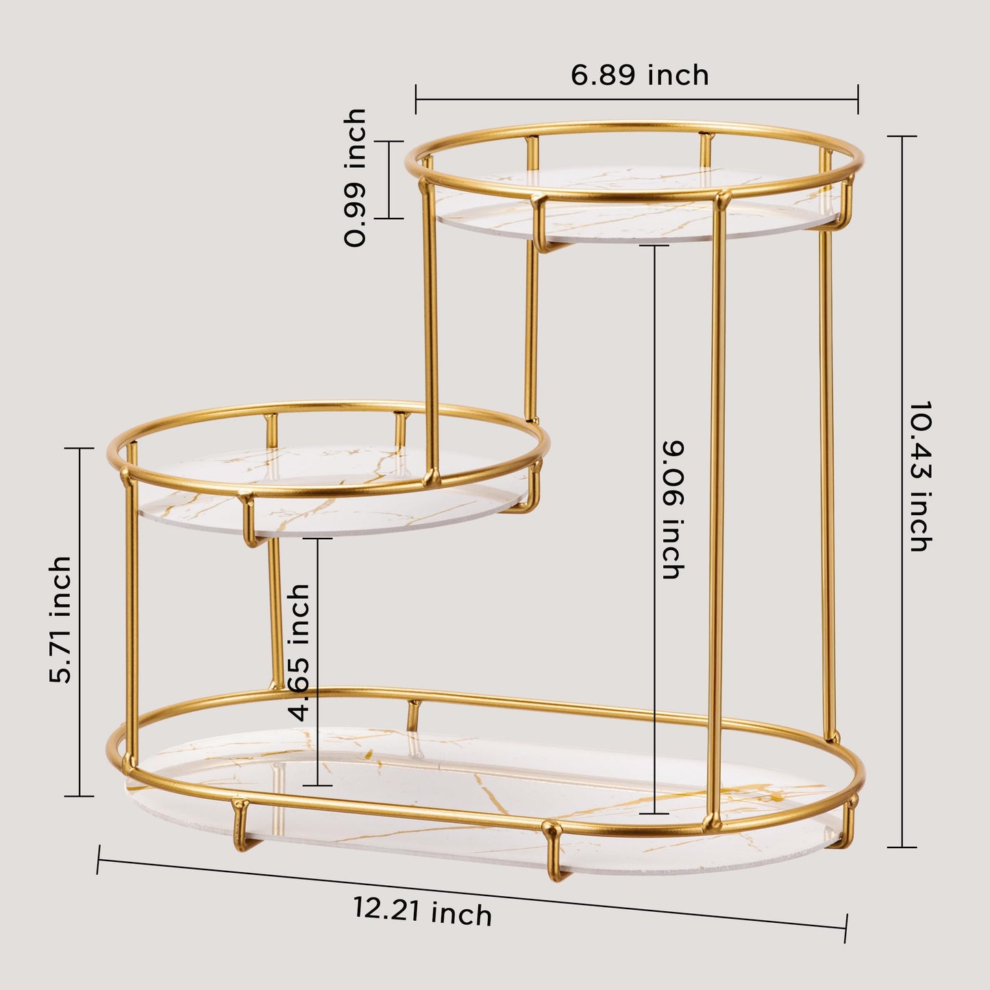 HBlife Makeup Organizer for Vanity, 3 Tier Metal Bathroom Countertop Organizers Skin Care Storage, Bathroom Counter Shelf Skincare Holder Perfume Cosmetic Display, Gold