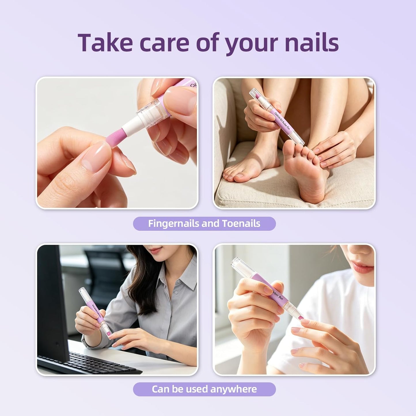 Cuticle Oil Pusher Pen - 2-in-1 Ceramic Nail Care Tool for Dry Nails & Hangnails | Moisturizing Remover (1pc)