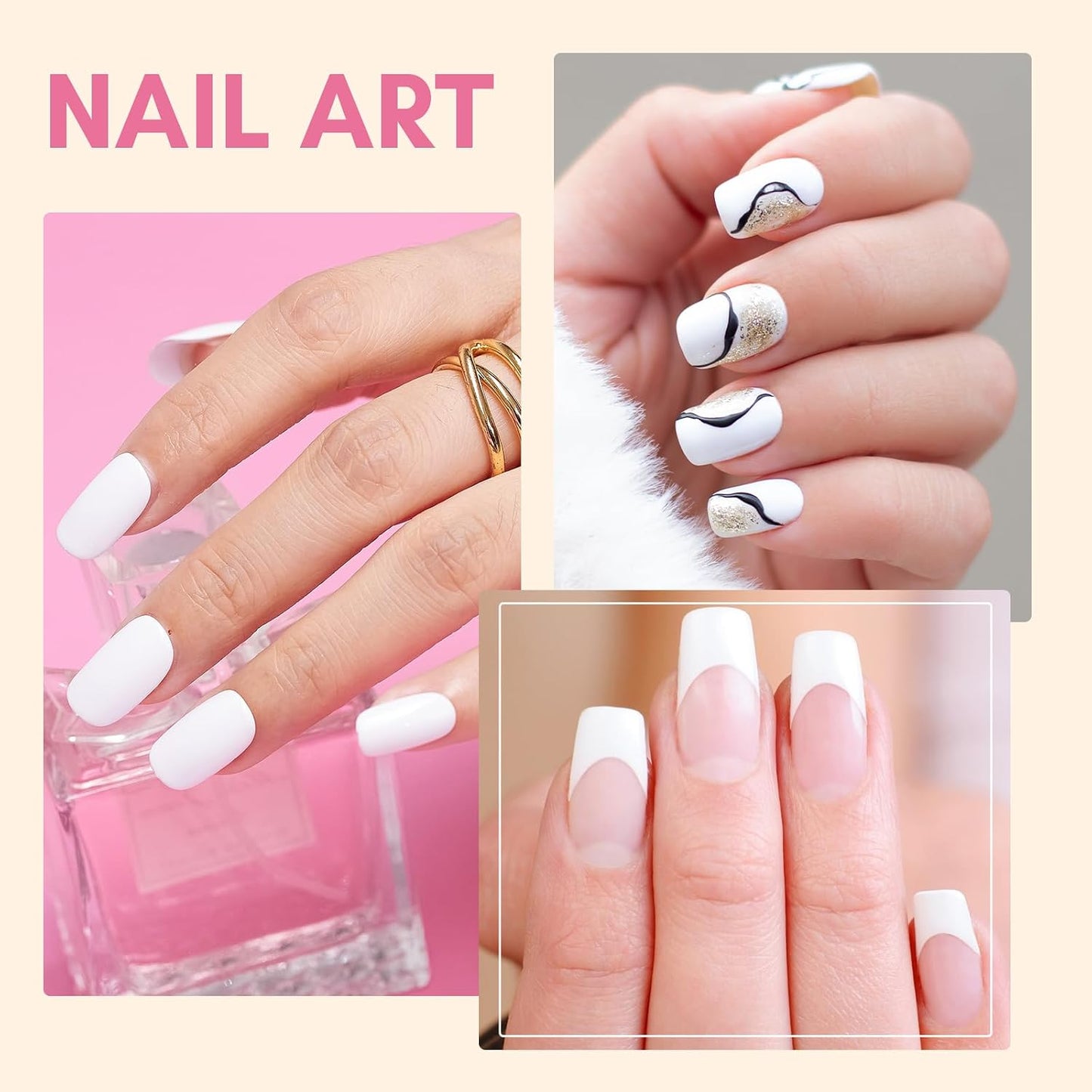 White Gel Nail Polish - 15ml Soak Off Blanc for UV/LED Light | Easy Application for DIY Nail Art & Manicure