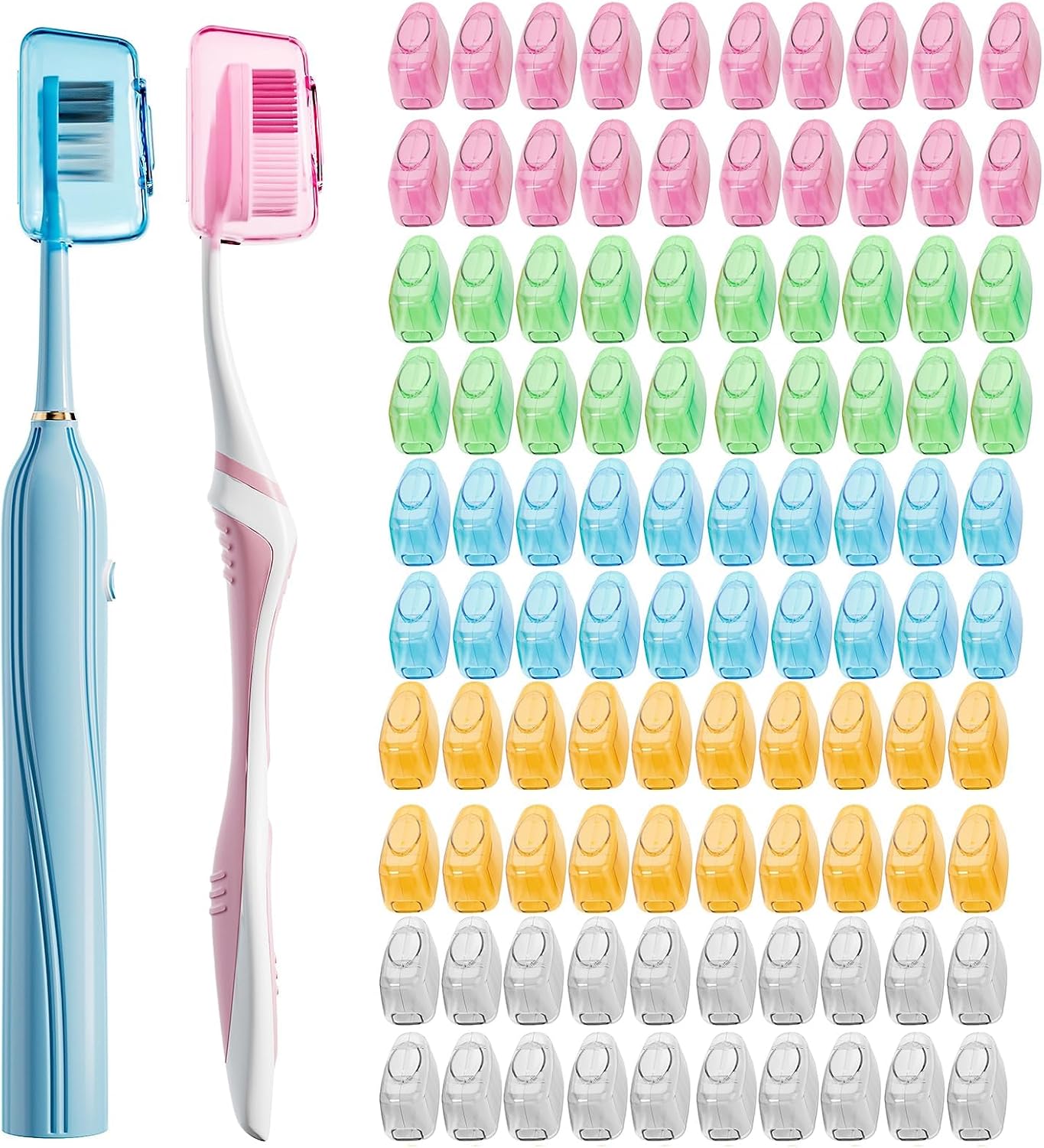 Toothbrush Covers - 100 Pack Universal Fit for Electric & Manual Brushes | Reusable Travel & Home Protectors - Multicolor