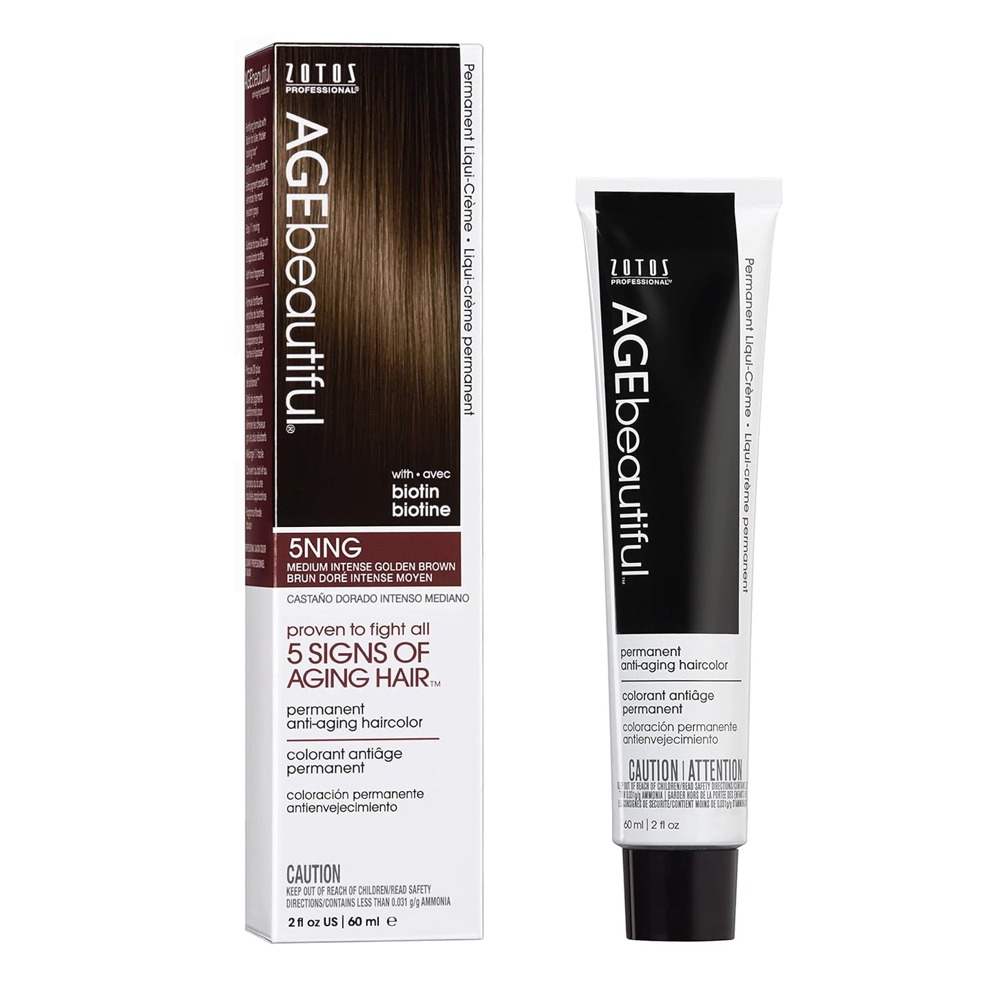AGE Beautiful Permanent Hair Color Cream - 100% Gray Coverage Hair Dye with Biotin for Fuller, Thicker Hair | Professional Salon Quality