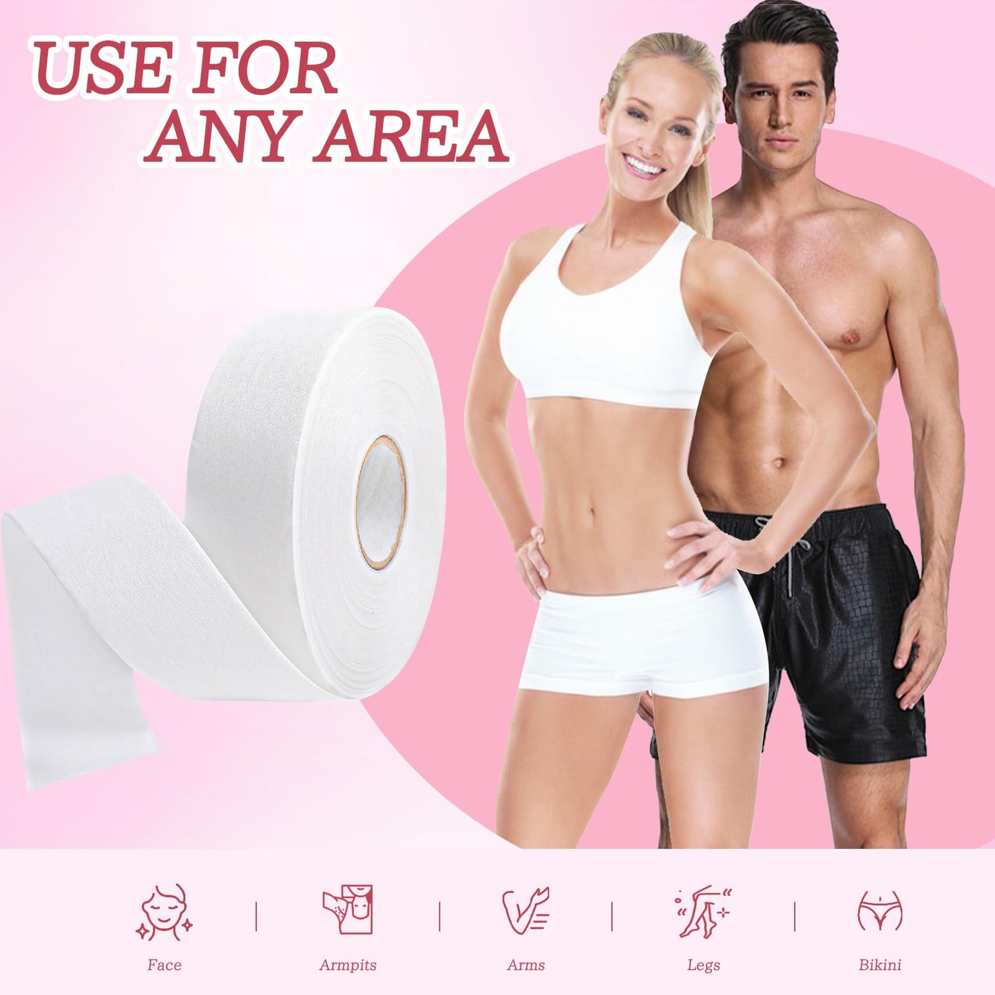 Wax Strips for Hair Removal 90 Yards - Non-Woven Wax Strip Roll | Pain-Free for Body, Face & Legs