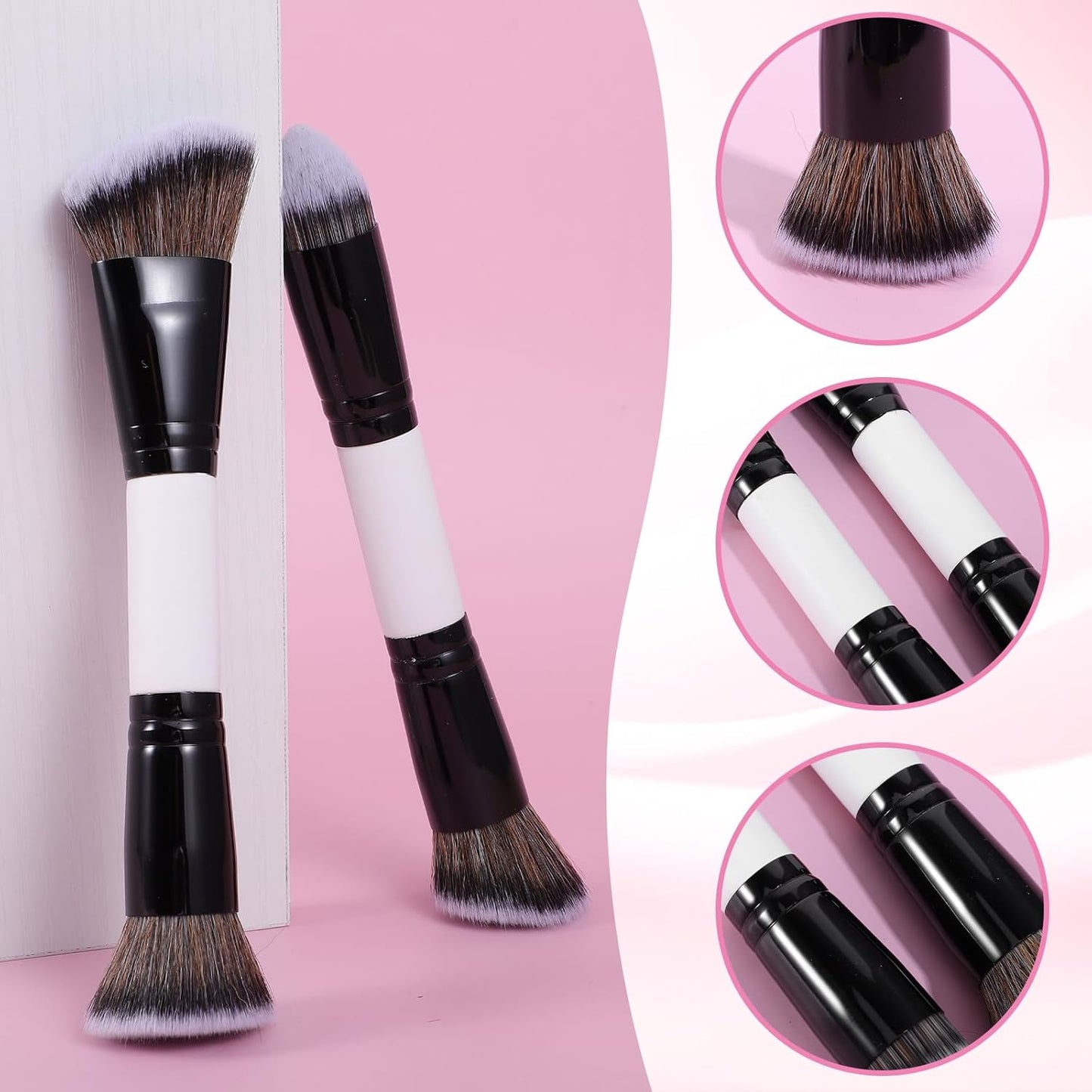 KFHENSOM 4PCS Dual-Ended Makeup Brush Set | Professional Foundation, Contour & Concealer Brushes for Liquid & Powder