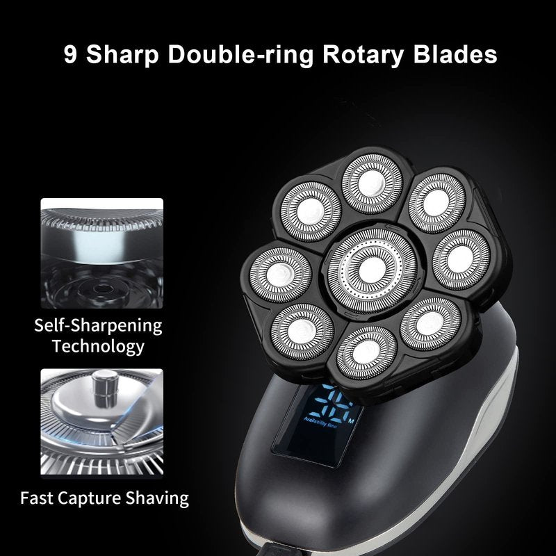VODOZAVA Head Shaver Replacement Heads Magnetic 7 Blades Razor Replacement Blades Compatible with Freebird Shaver & Other Brands (black9)