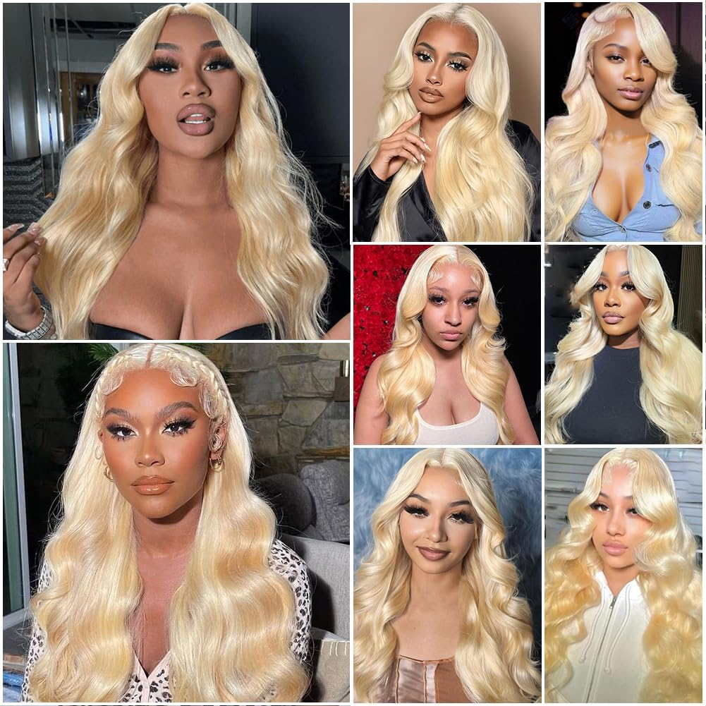 613 Blonde Body Wave Bundles 100% Unprocessed Brazilian Virgin Hair Blonde Human Hair 3 Bundles for Black Women Double Weft