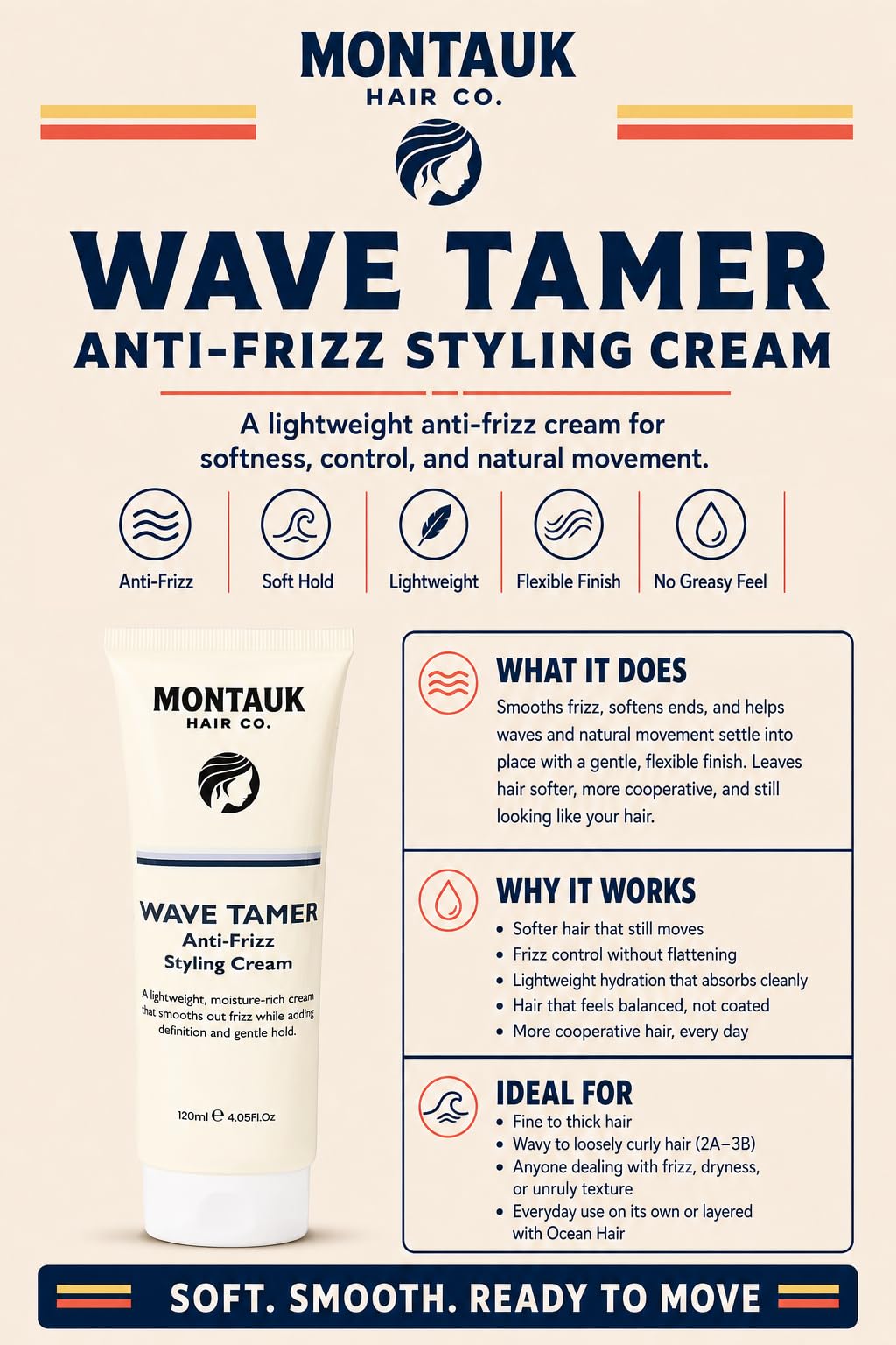 Montauk Hair Co. Wave Tamer Anti-Frizz Styling Cream