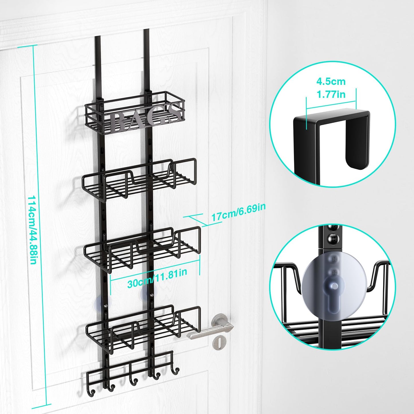HapiRm Purse Organizer Storage Rack - Floor-Standing 3 Tier Purse Holder with Side Hooks and Transparent Pockets for Handbag Storage, High-Capacity Bag Organizer for Closet, Home, Living Room
