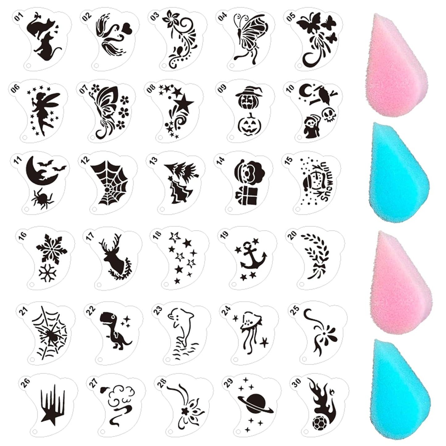 Face Painting Kit for Kids - 42 Color Non-Toxic Water Activated Makeup Set with Brush, Stencil & Sponge | Perfect for Parties & Holidays