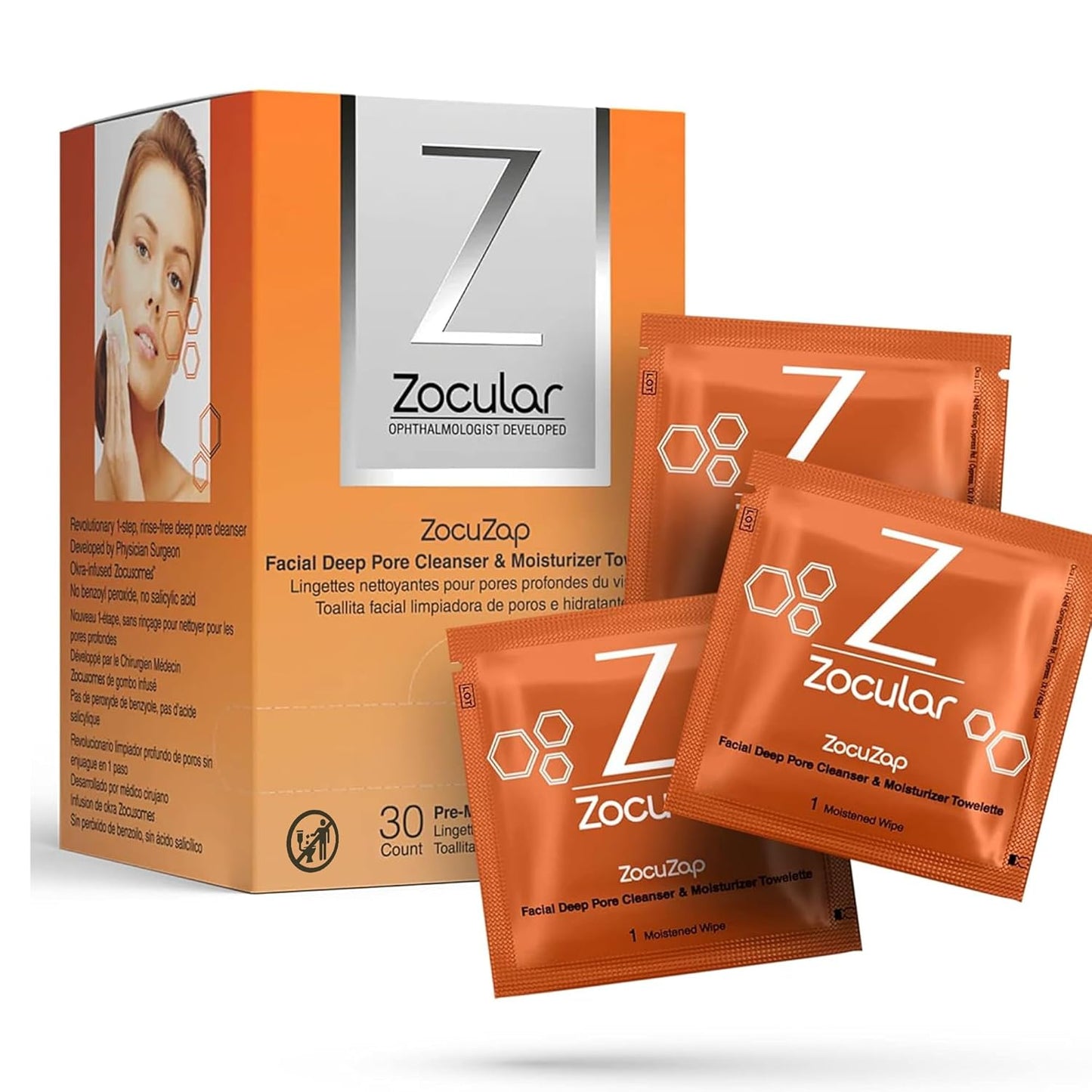 Zocular Face Wipes - Moisturizing Makeup Removal & Gentle Exfoliation with Natural Okra Complex | 30 Count