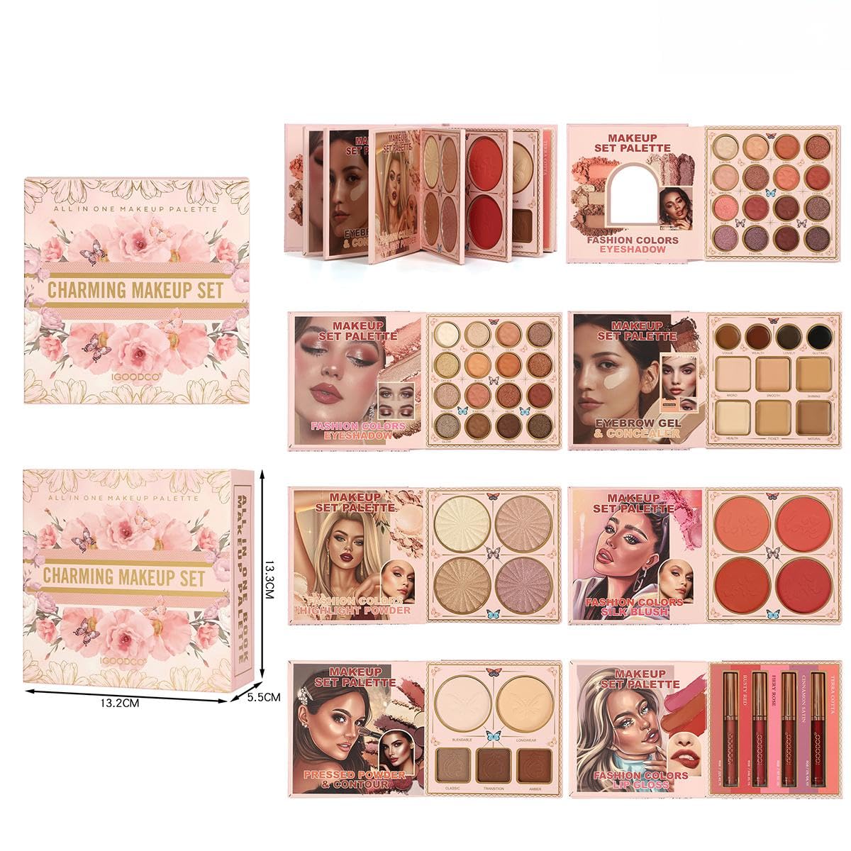 55 color eye shadow (model: IG3301) beauty makeup high gloss frosted earth color birthday gift multi-color eye shadow palette lip glaze
