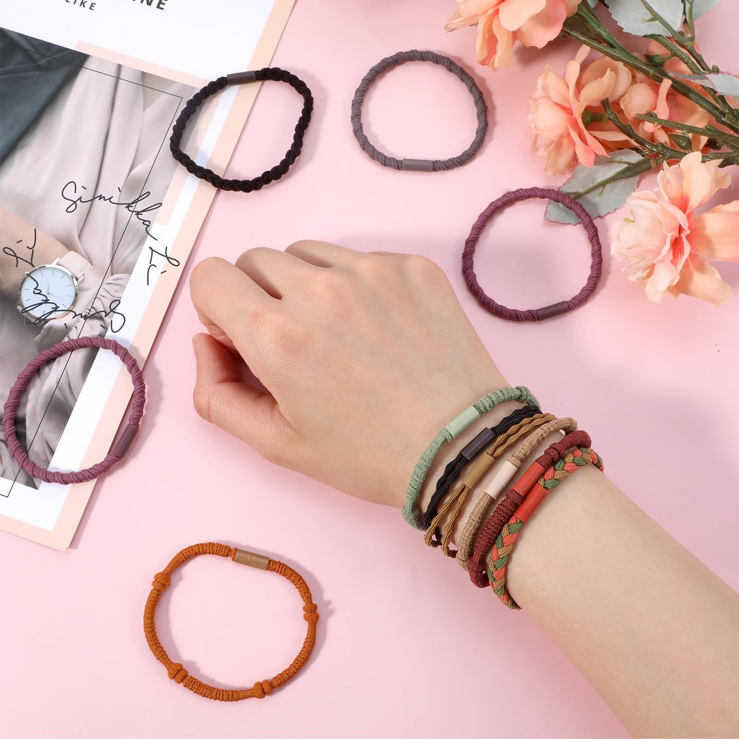 Ymapinc Hair Tie Bracelets for Women & Men - (20-Pack) Boho Ponytail Holders for Thick, Medium & Long Hair (10 Styles)