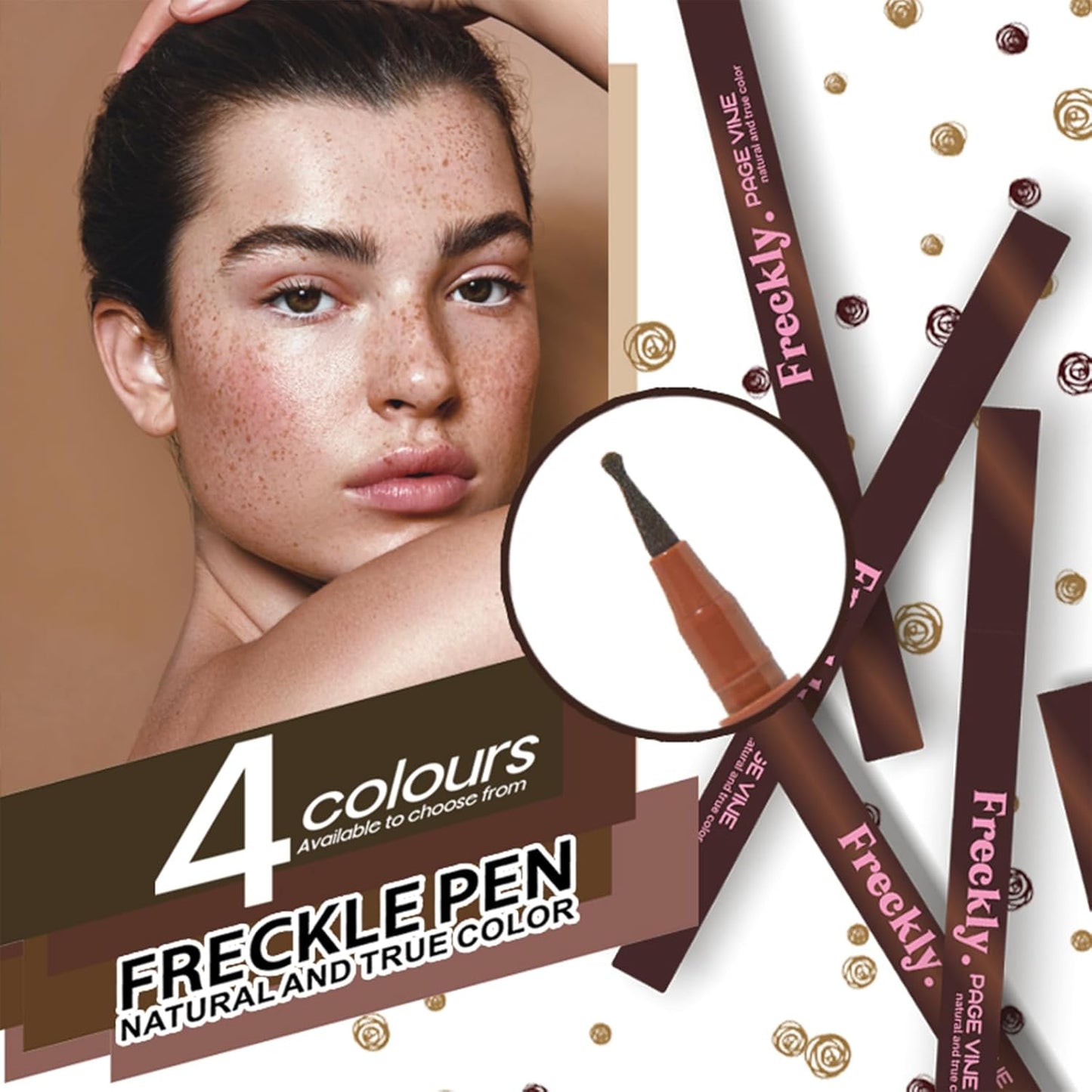 Freckle Pen - 2 PCS Waterproof Faux Freckle Stamp for Natural Makeup | Quick Dry, Medium Size