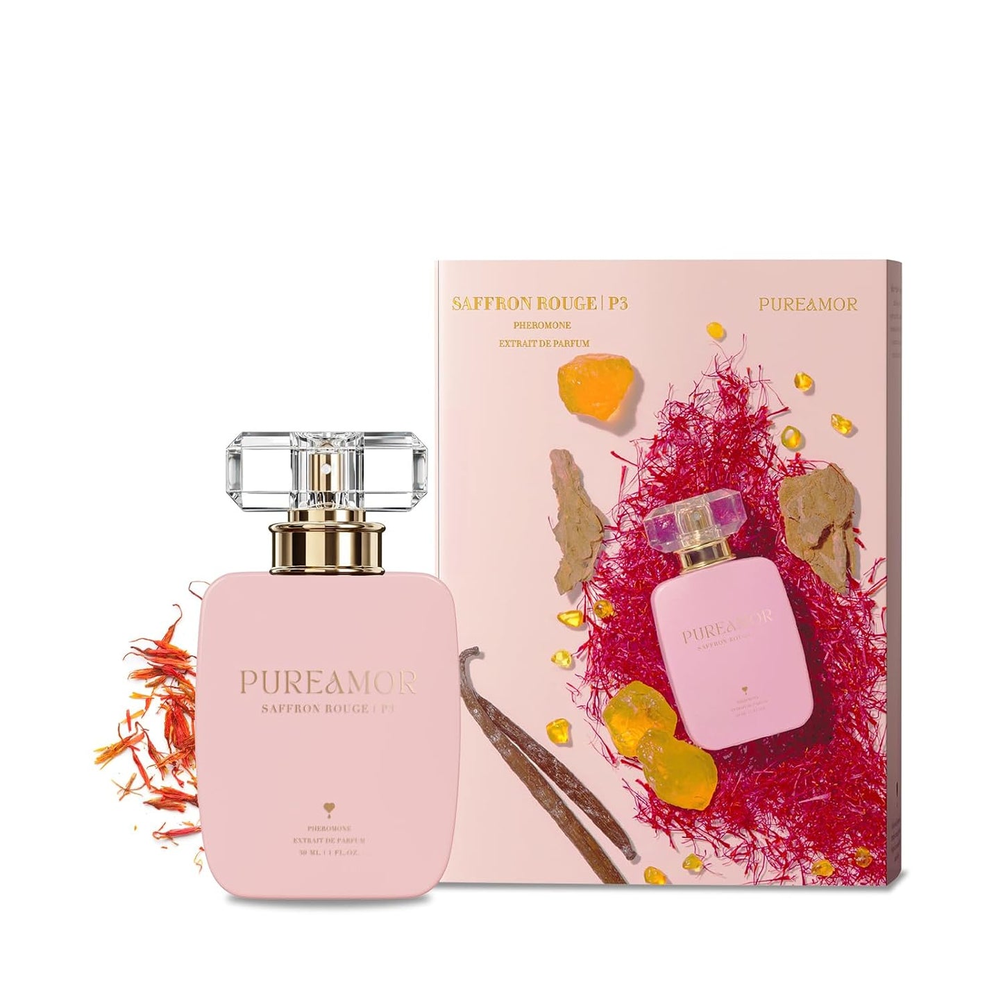 PUREAMOR Pheromone Perfume for Women - Amber Noir Extrait de Parfum | Long-Lasting Vanilla Amber Scent, 1.0 oz (30 ml)
