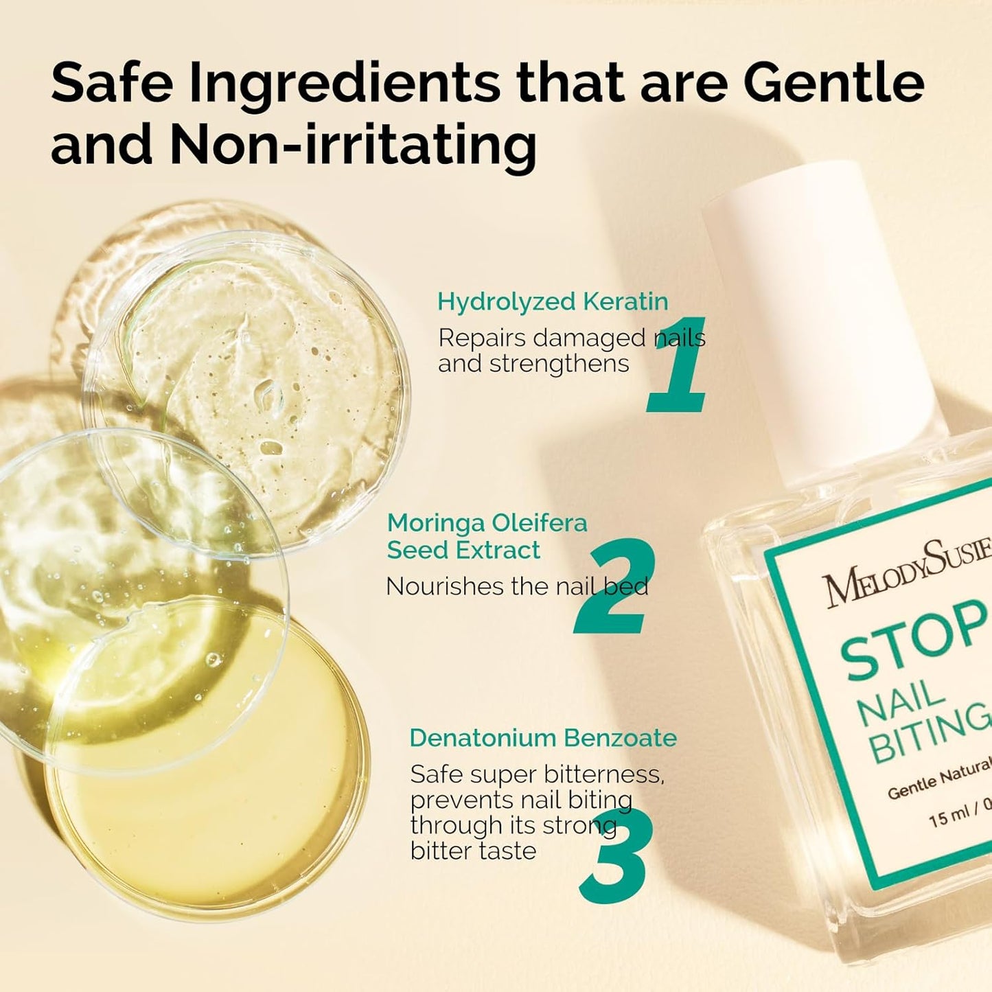 MelodySusie Nail Biting Treatment - Quick-Dry Bitter Polish to Stop Nail Biting | 15ML