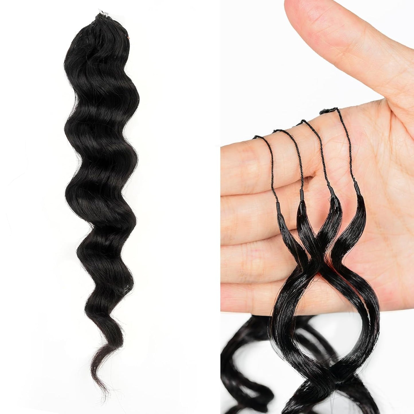 ToyoTress Ocean Wave Crochet Hair - 10 Inch Invisible Knotless Deep Curly Braiding Hair | Natural Color, 250G