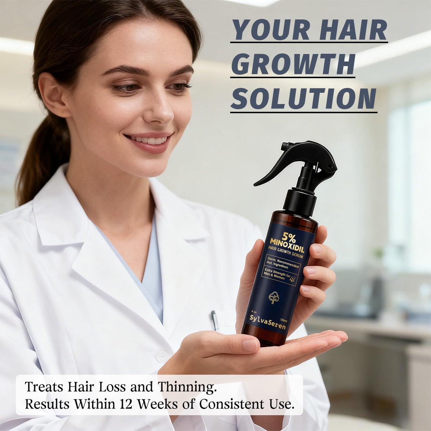 Minoxidil Spray for Hair Growth - Effective Treatment for Thinning Hair & Receding Hairline | 4 oz with Rosemary Extract