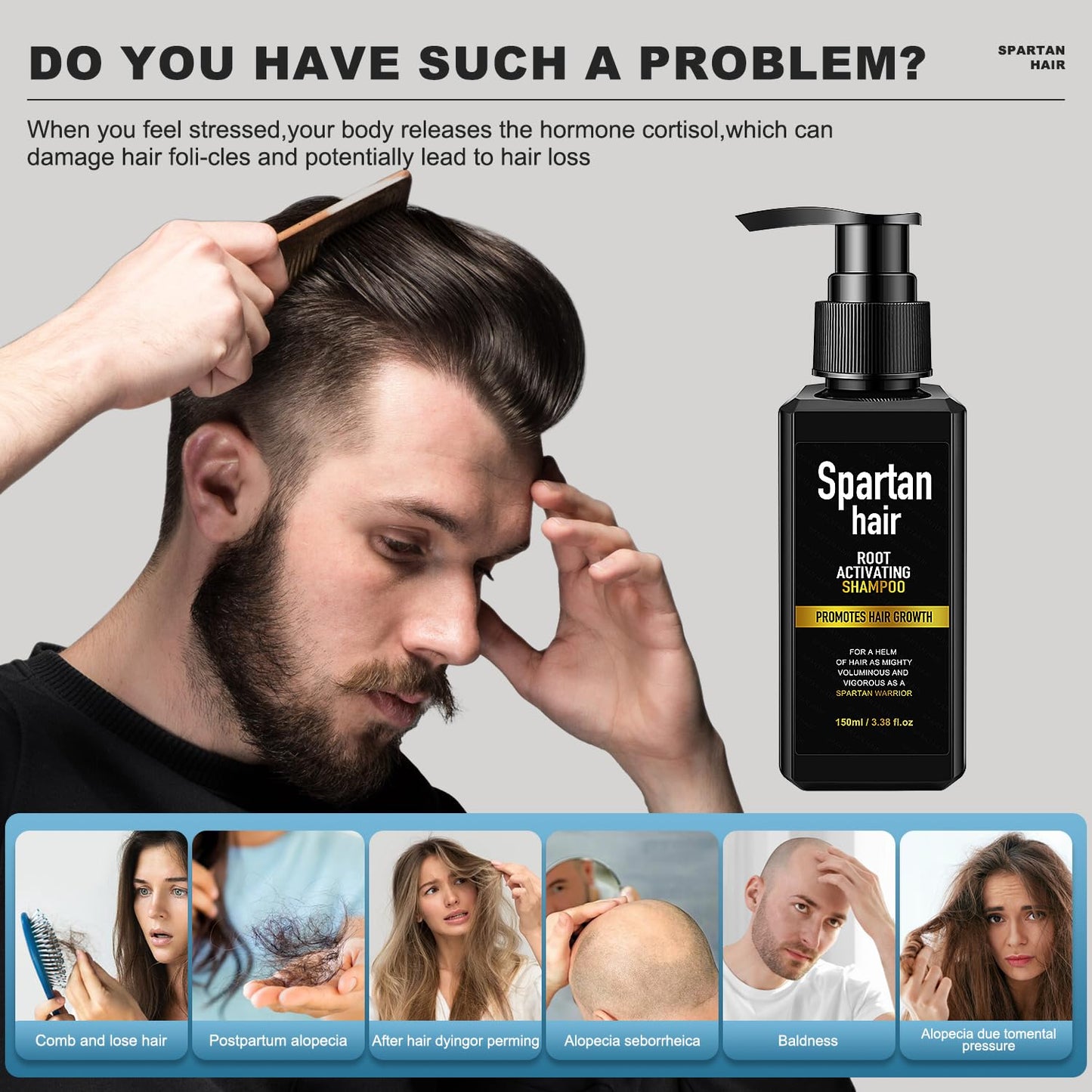 Shampoo for Men- Strengthening & Smoothing System for Thinning and Gray Hair - Adds Volume & Nourishes - Men & Women
