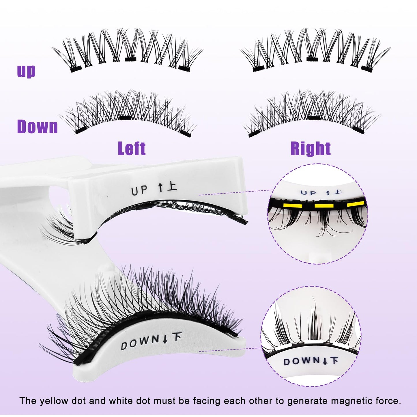 4 Pairs Magnetic Eyelashes Natural Look Kit False Eyelashes No Glue Needed - Reusable False Eyelashes Soft Magnetic Eyelashes Easy to Wear and Remove Use at Home（Four pairs-Y1+Y3）