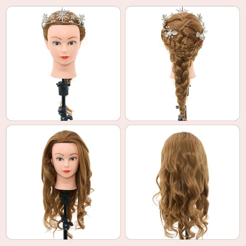 Real Hair Mannequin Head - 28 Inch Cosmetology Styling Tool for Braiding, Curling & Cutting | Blonde