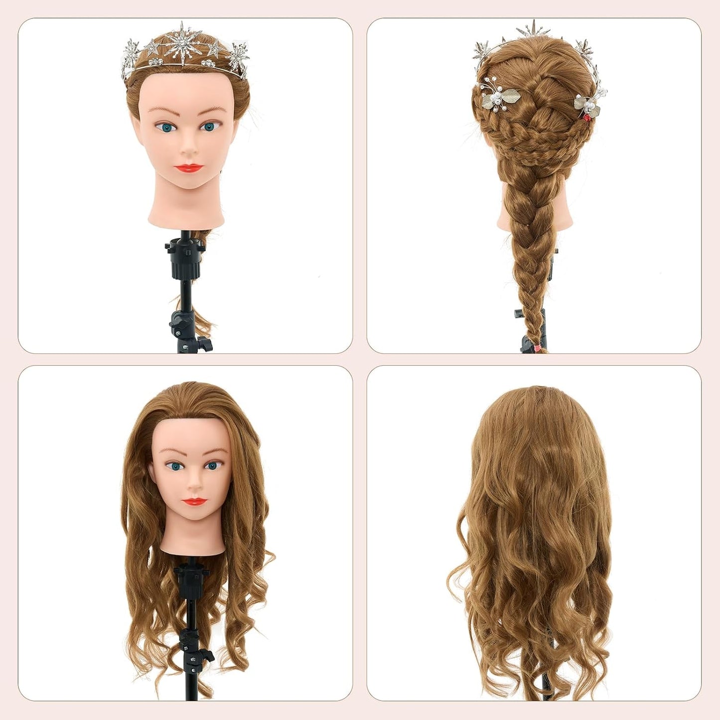 28-Inch Real Hair Mannequin Head - Cosmetology Styling Tool for Braiding, Curling & Cutting | Blonde