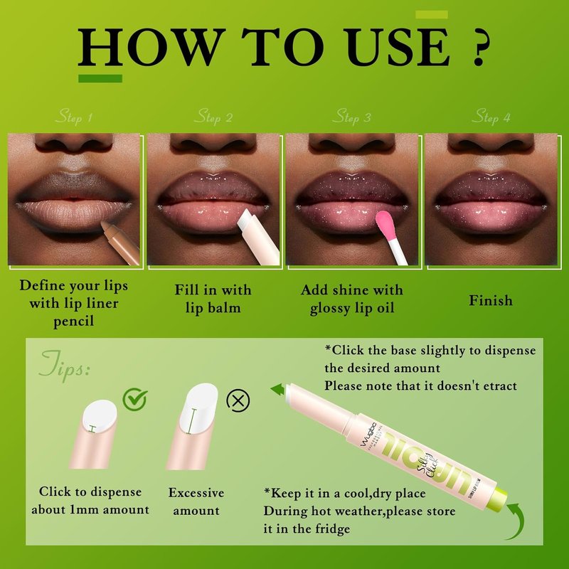 Dark Brown Lip Liner & Gloss Set - Moisturizing Lip Balm Oil for Plump, Non-Sticky Finish | Lightweight Tinted Lip Makeup