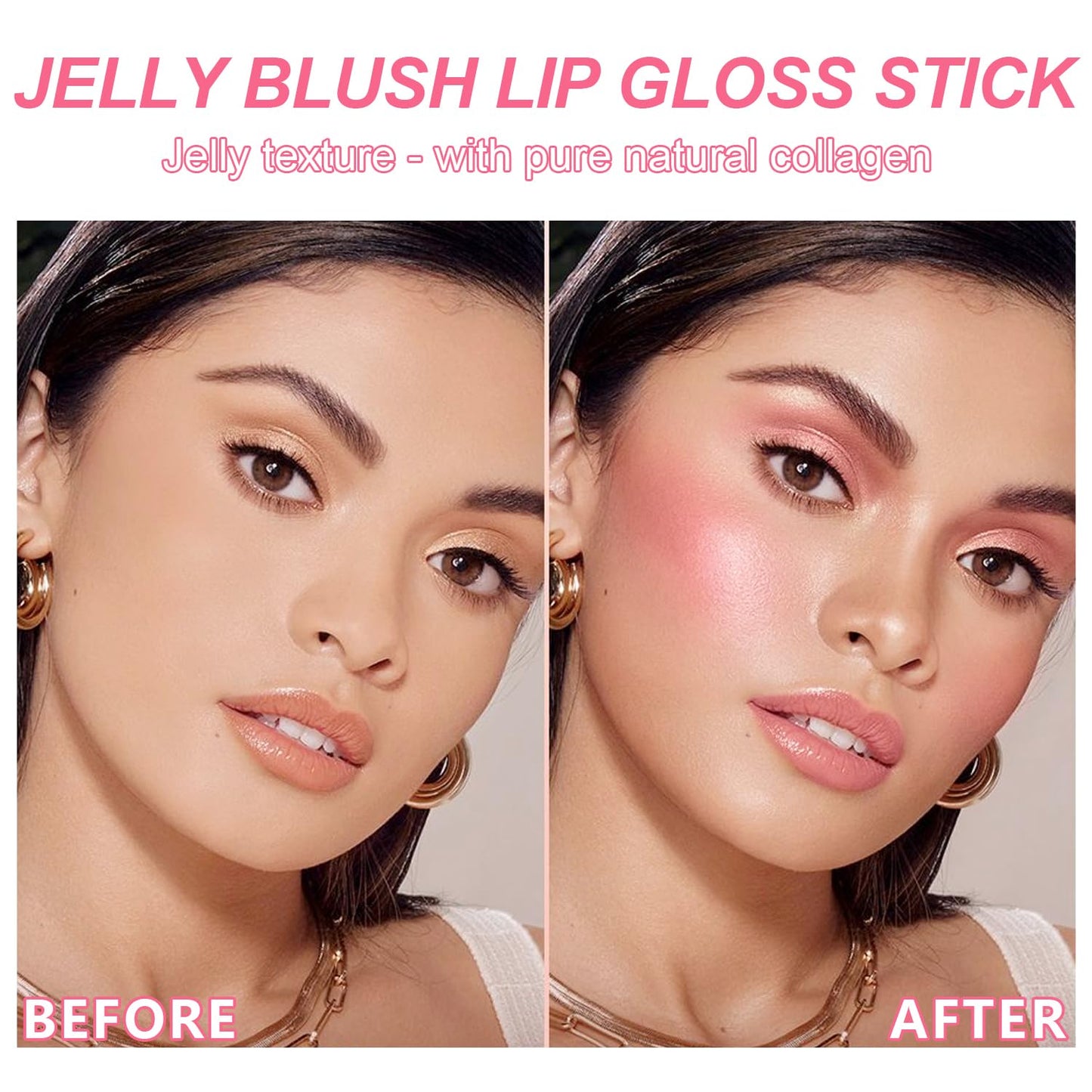 Jelly Blush Contour Stick Set - 3 Pcs Lightweight Waterproof Makeup for Cheeks, Eyes & Lips | Dewy Finish Trio
