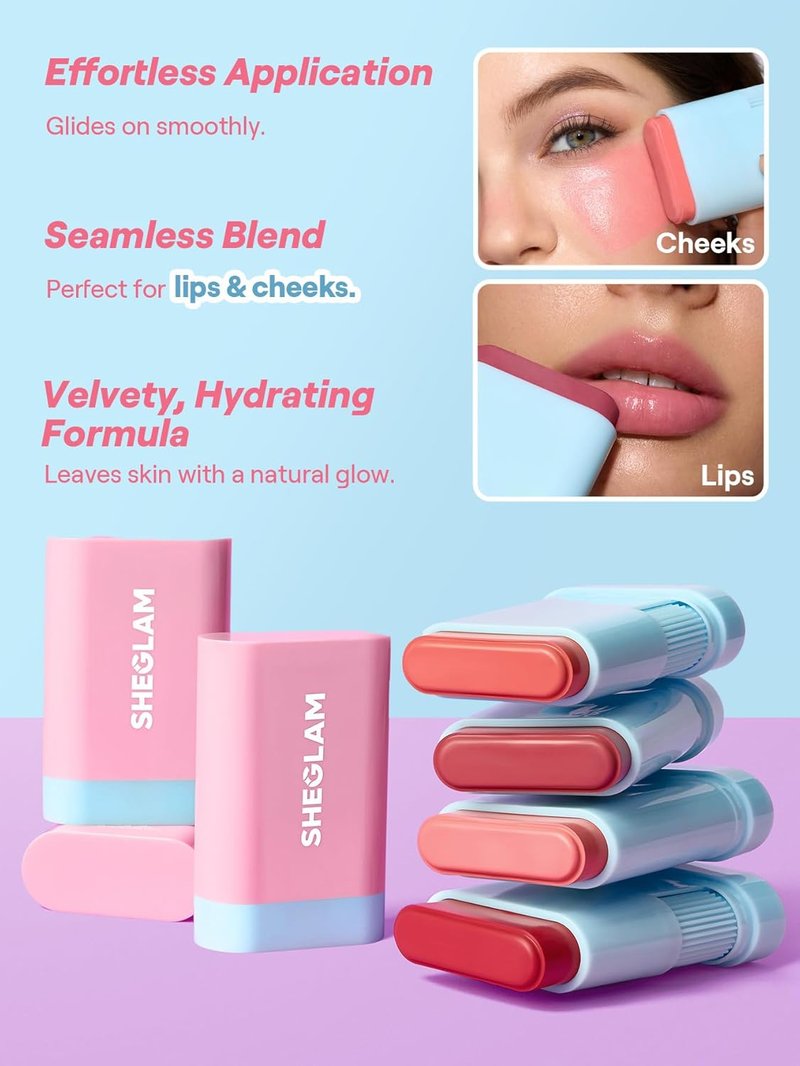 Glass Glow Blush Stick | Waterproof Cream Blush for Cheeks & Lips | Hydrating & Blendable Nude Color