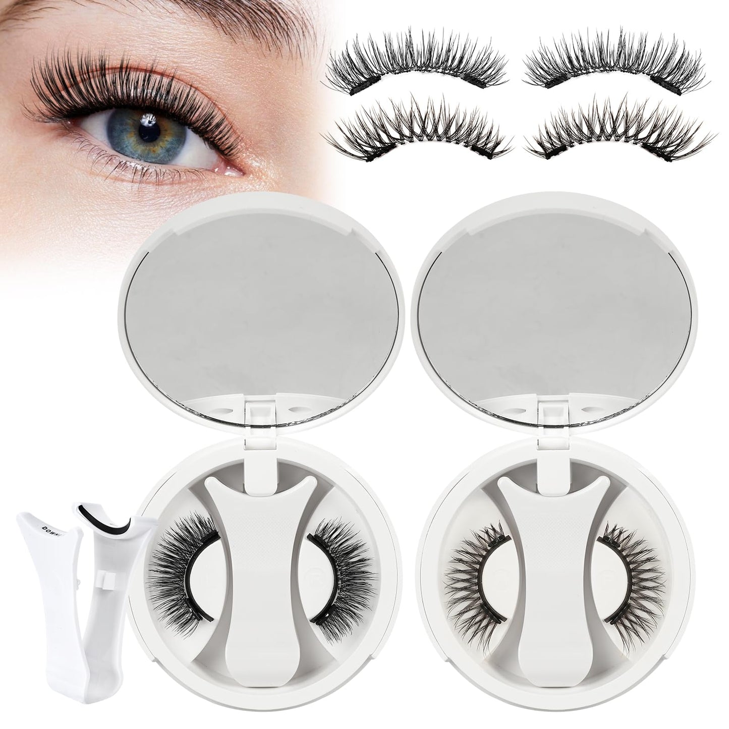 Higu clace Magnetic Eyelashes with Applicator 2 Pairs Magnetic Eyelashes No Glue Needed Reusable Magnet Lashes Natural Look Easy to Wear and Remove(NZH-A+C)