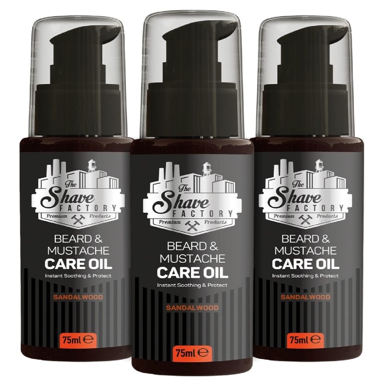the shave factory Beard&Mustache Care Oil with Sandalwood - Premium Product For Professional Barbers and Traditional Shaving & Grooming Enthusiasts (75 ml (2.6 fl. oz))