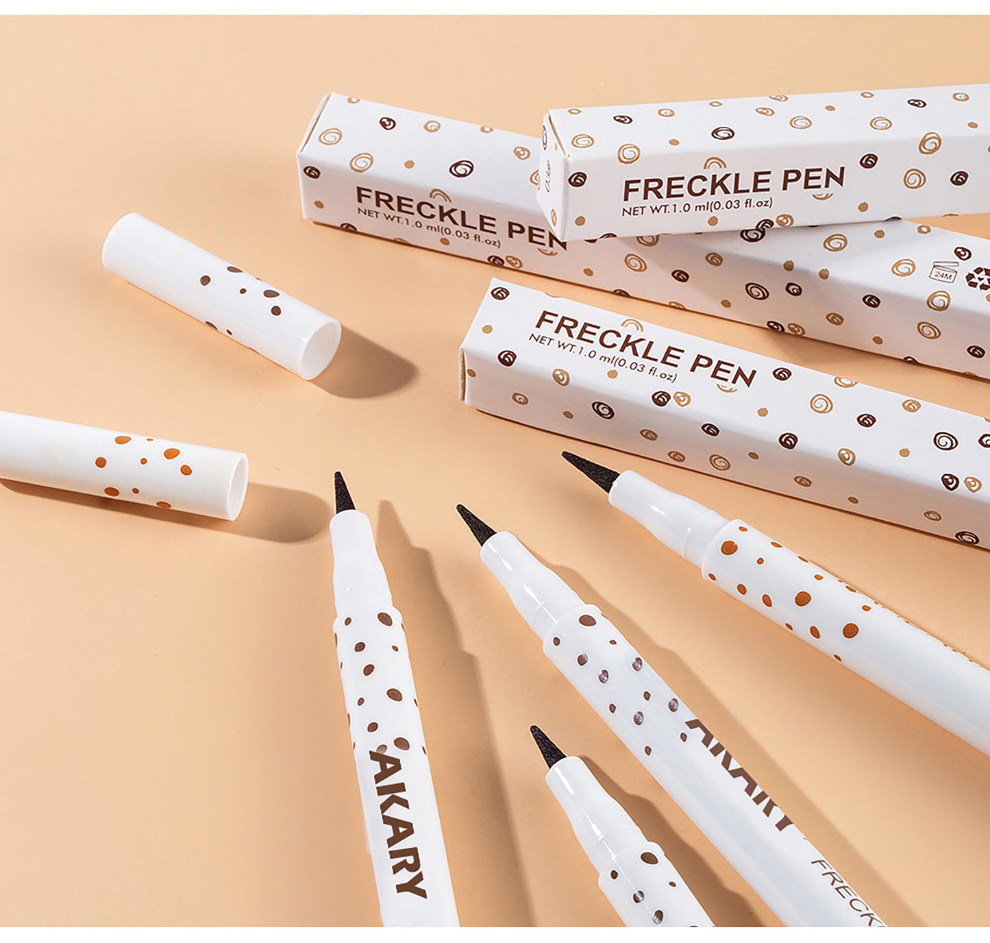 AKARY Freckle Pen Professional Lifelike Face Concealer Point Out Natural Waterproof Longlasting Soft Artificial Freckles Fine Makeup Freckle Pen Life Face Decoration (#03 Chestnut)