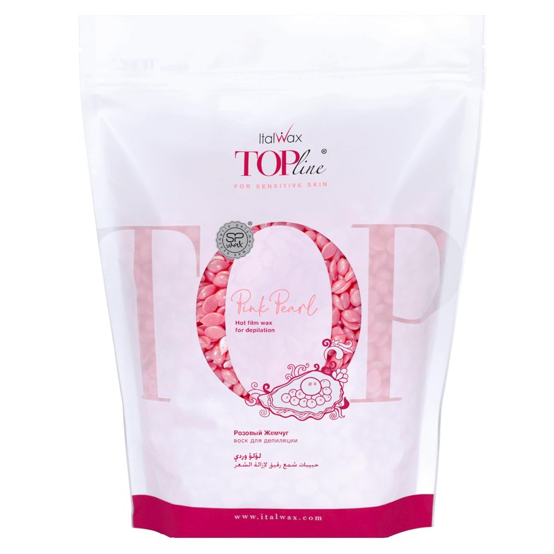 Italwax Top Line Pink Pearl Hard Wax Beads 1.65 lb (750 g) – Semi-Creamy Unscented Hard Wax for Facial Areas, Strong from First Pull, Suitable for Sensitive Skin, Professional Use – Made in Italy