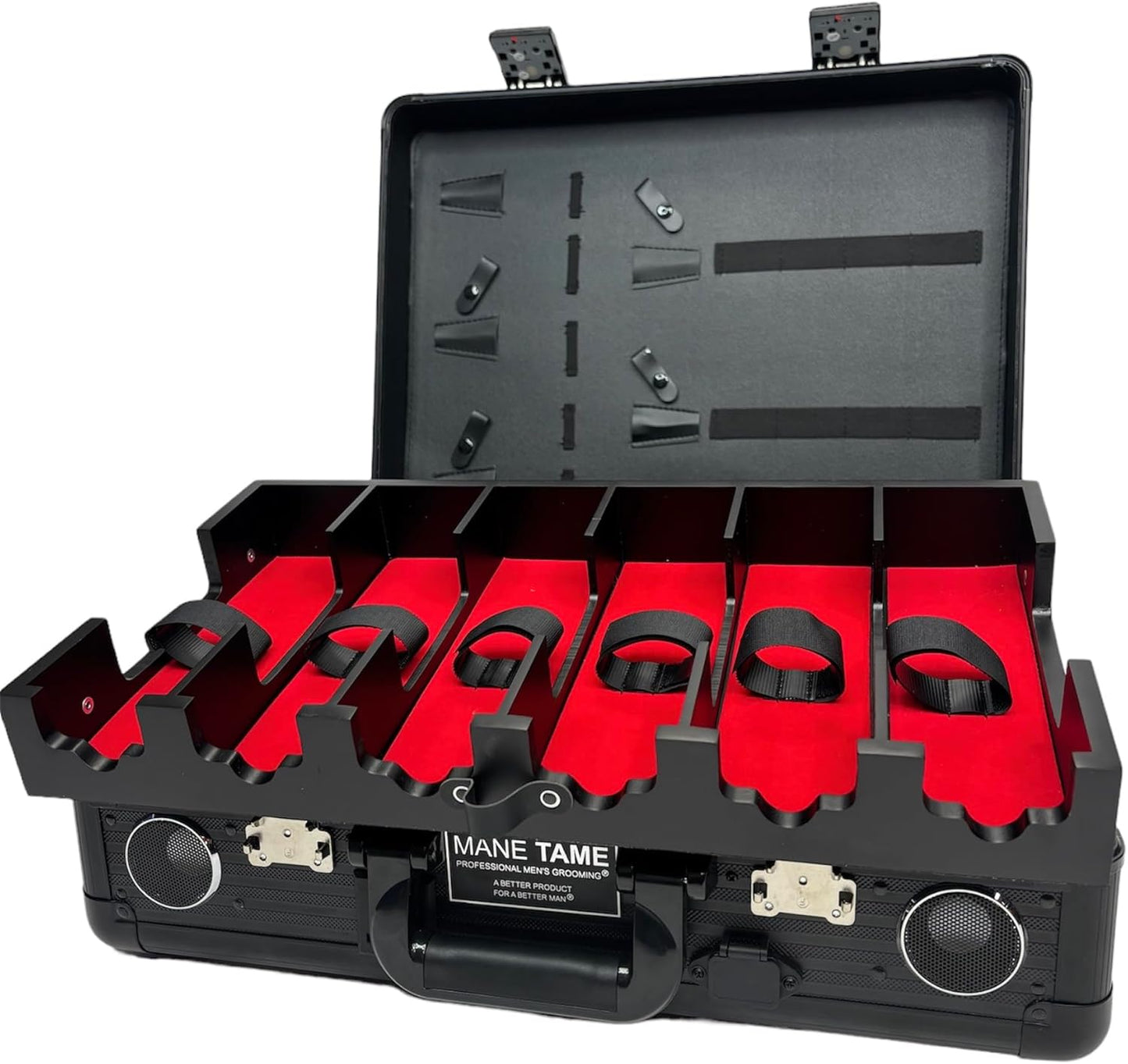 Mobile Barber Station - MANE TAME Executive Case with Speakers & Locks | Black