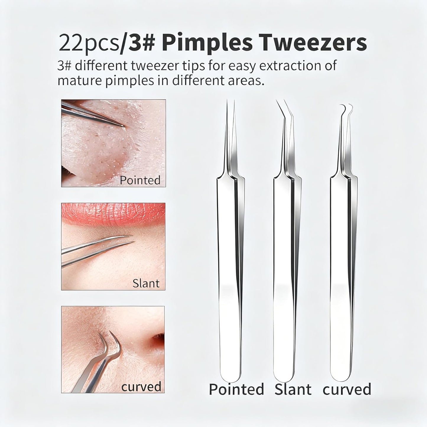 Pimple Popper Tool Kit - 22 Pcs Blackhead Remover & Comedone Extractor Set
