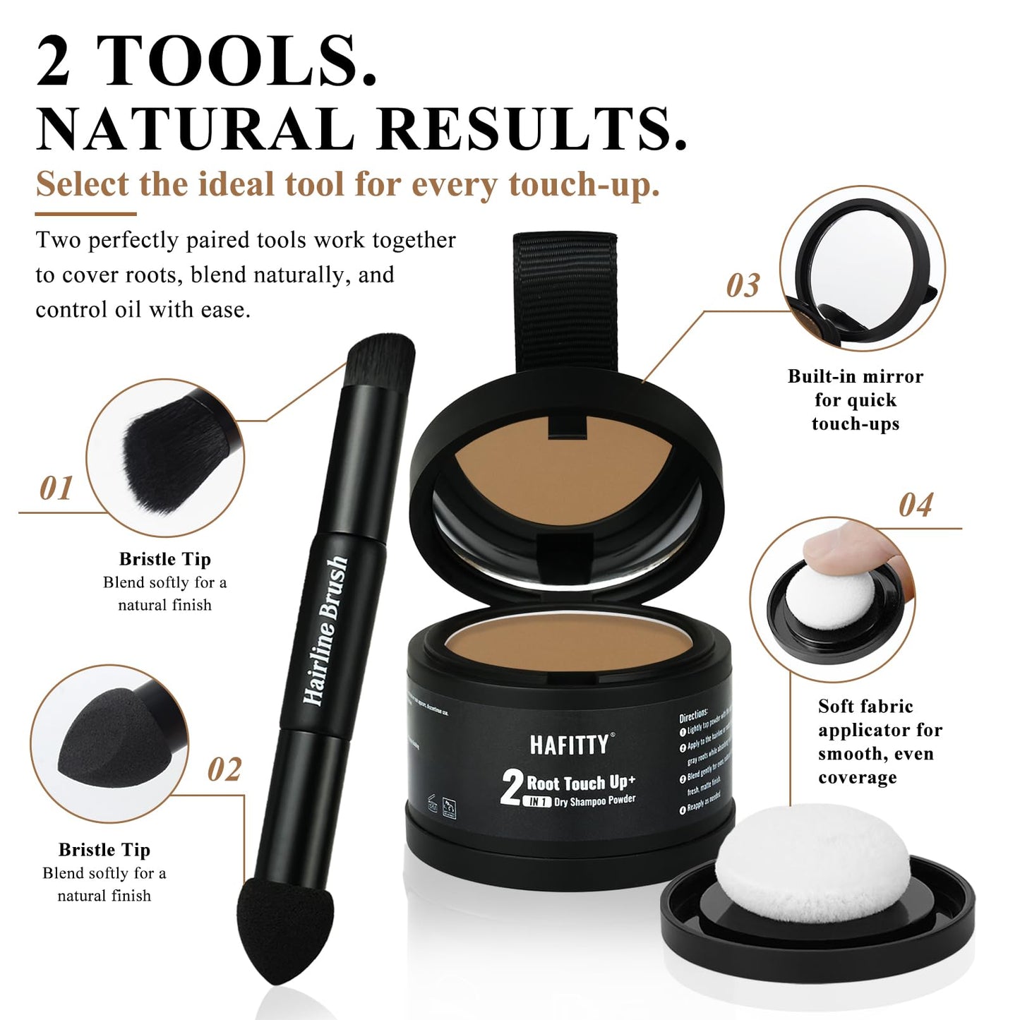 HAFITTY Root Touch Up Powder, Covers Gray Roots & Sparse Hair, Absorbs Excess Oil, All-Day Coverage, Natural Looking Finish, Easy to Apply, Hairline Powder for Women & Men (Dark Blonde)