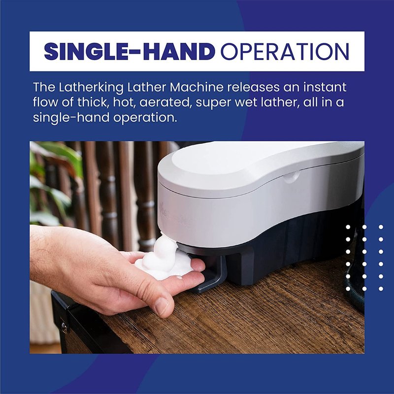 Latherking Campbell’s Next Generation Hot Lather Machine for Barbers, Professional Heated Shaving Cream Dispenser, One-Hand Pump Hot Foam Maker, UL Certified Barber Shop Equipment, Grey