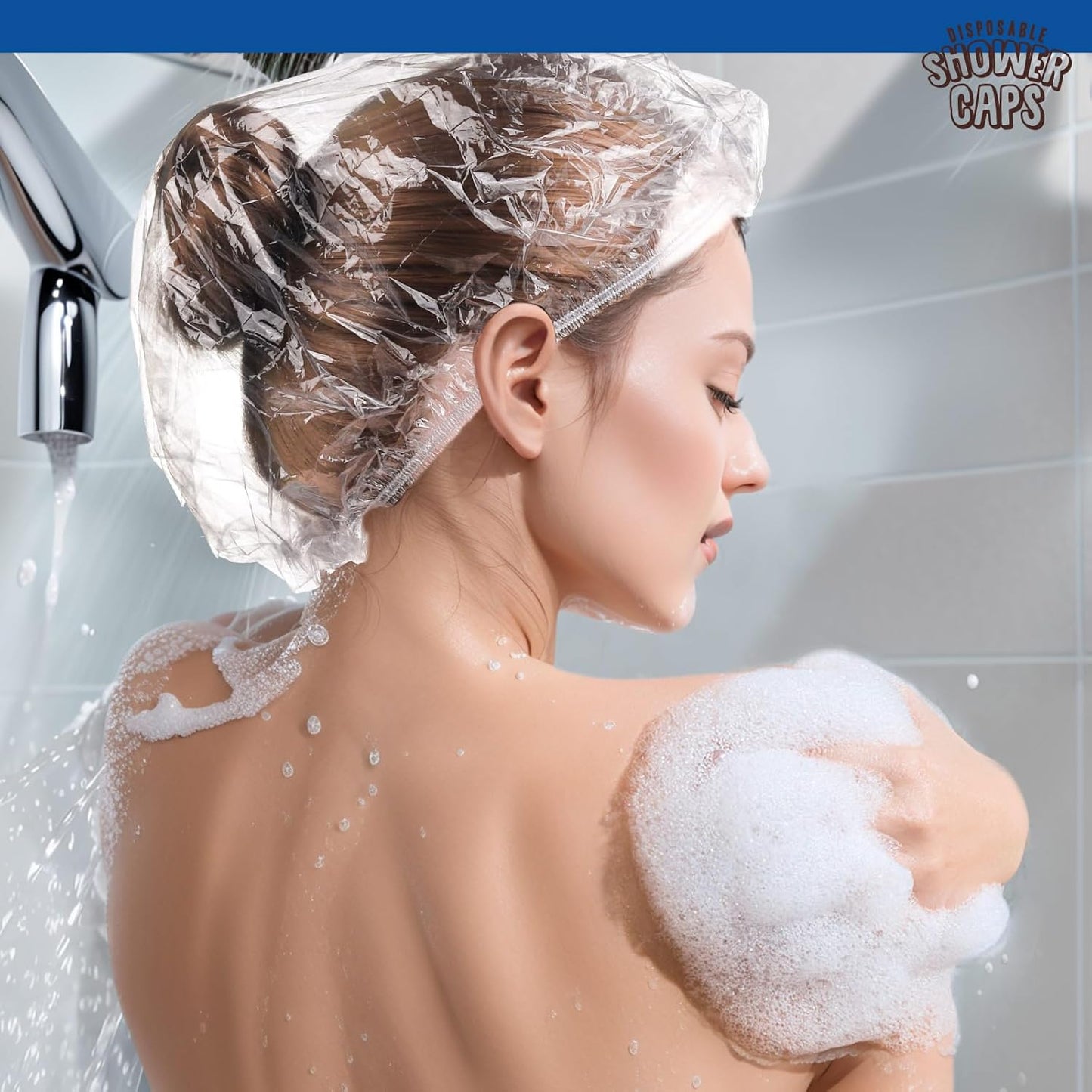 Disposable Shower Caps for Women - Clear Plastic Hair Treatment Caps | Regular Size 17.3 Inch - 100 Pack