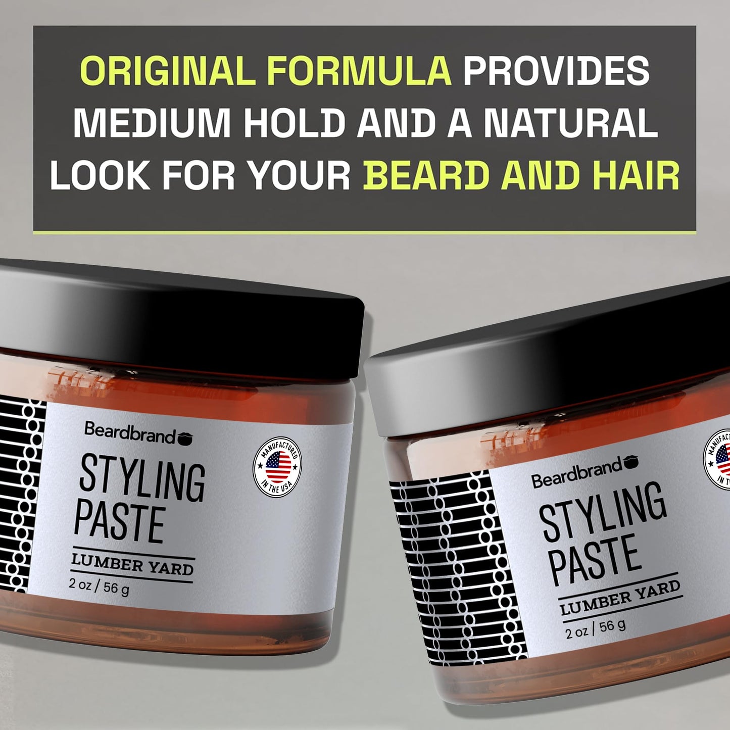 Beardbrand Beard Styling Paste - Medium Hold and Natural Look Hair Paste for Men | Versatile Hair Styling Cream - Sandalwood & Cedar Scent - 56 grams