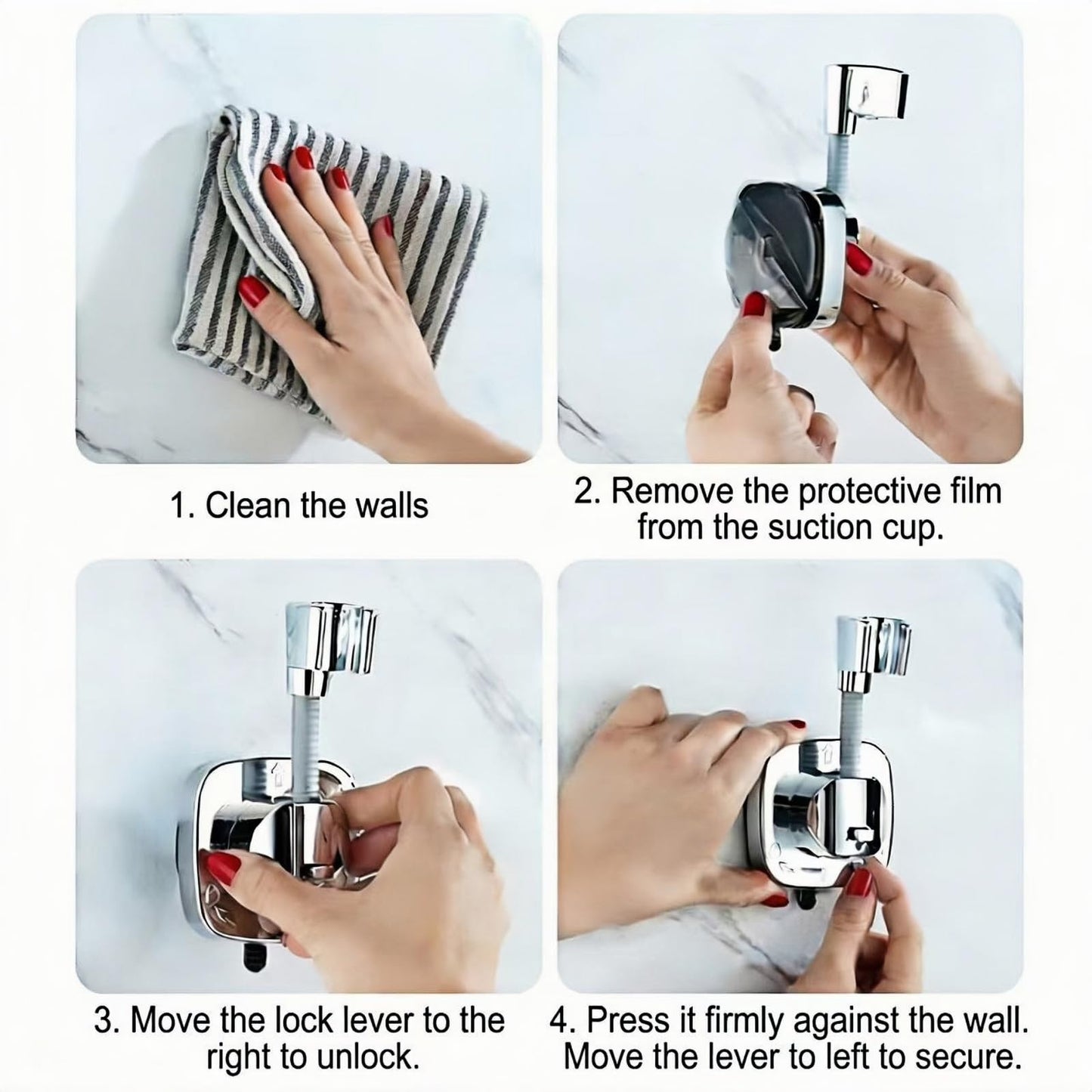 360° Swivel Shower Head Holder with Strong Removable Suction Cup | 10kg Load Capacity, Tool-Free Installation in Seconds Removable and Rustproof Shower Bracket with Chrome Polished for Bathroom