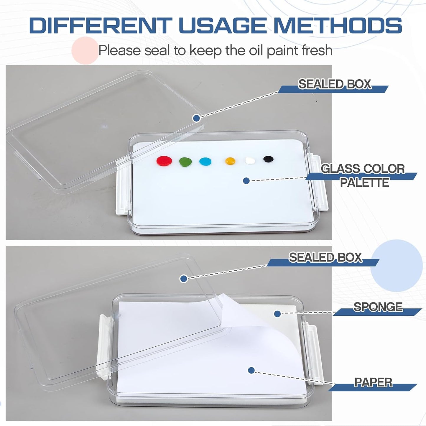 Tempered Glass Palette for Oil Painting - 9 x 12 Inch Airtight Container with 40 Sheets Disposable Paper for DIY Color Mixing