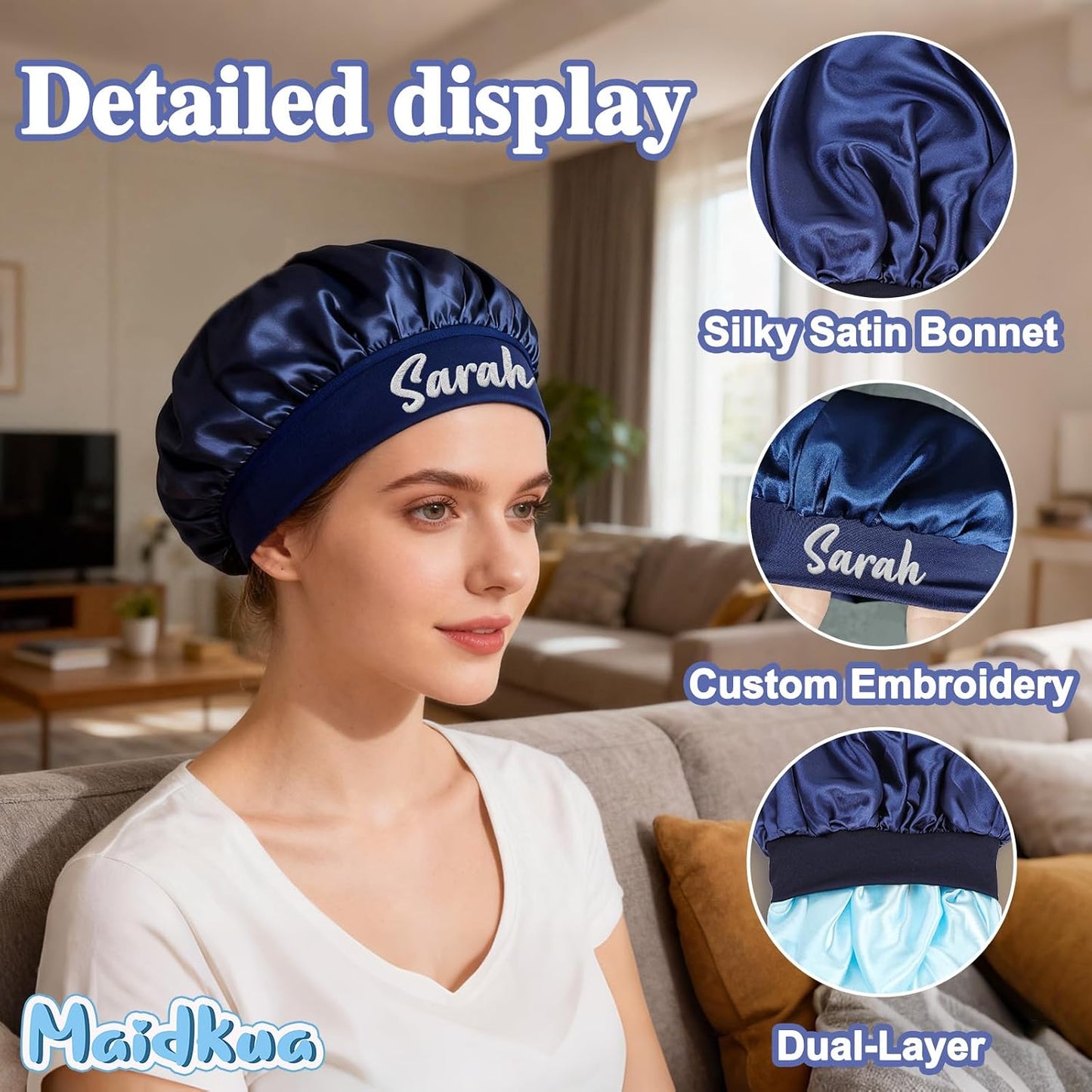Custom Silk Bonnet - Satin Hair Cover for Sleeping | Perfect for Curly & Braided Hair