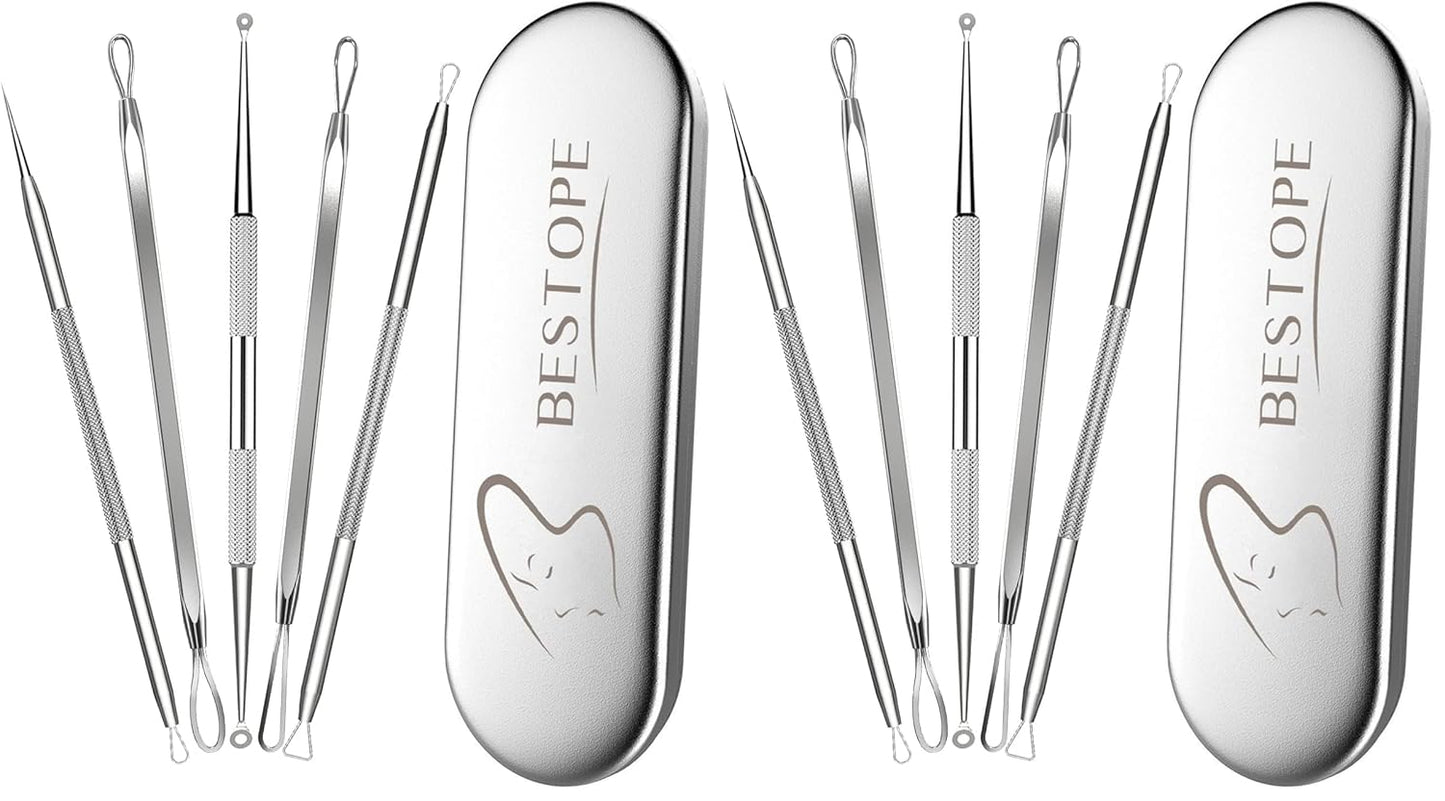 Blackhead Remover Tool Kit - Stainless Steel Pimple Popper & Comedone Extractor for Face | Acne & Blemish Removal