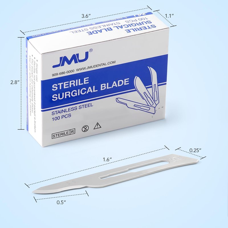 JMU 100pcs Disposable Surgical Scalpel Blades #15 Stainless Steel Sterile Blades, Individually Foil Wrapped