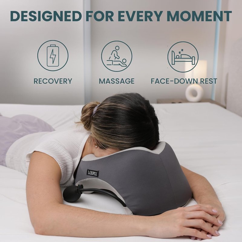 Face Down Pillow for Massage - Adjustable Height Headrest with Breathable Design | Includes 2 Washable Pads