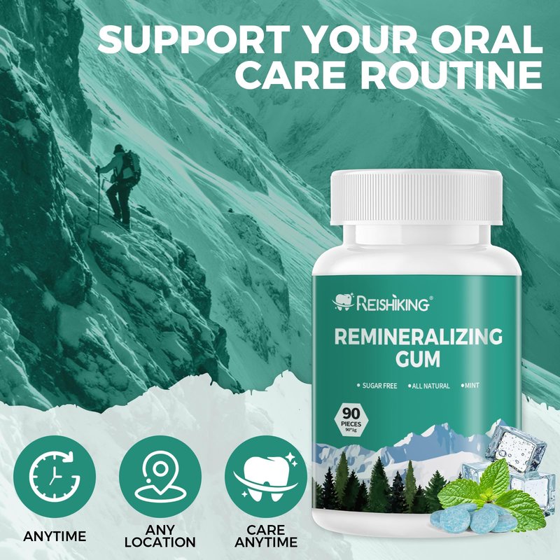 Remineralizing Gum, Containing Nano Hydroxyapatite, 90 Pieces, Teeth Remineralization, Sugar-Free Chewing Gum with Xylitol, Mint Flavor, Two pieces after meals to freshen breath and clean teeth (1pcs)