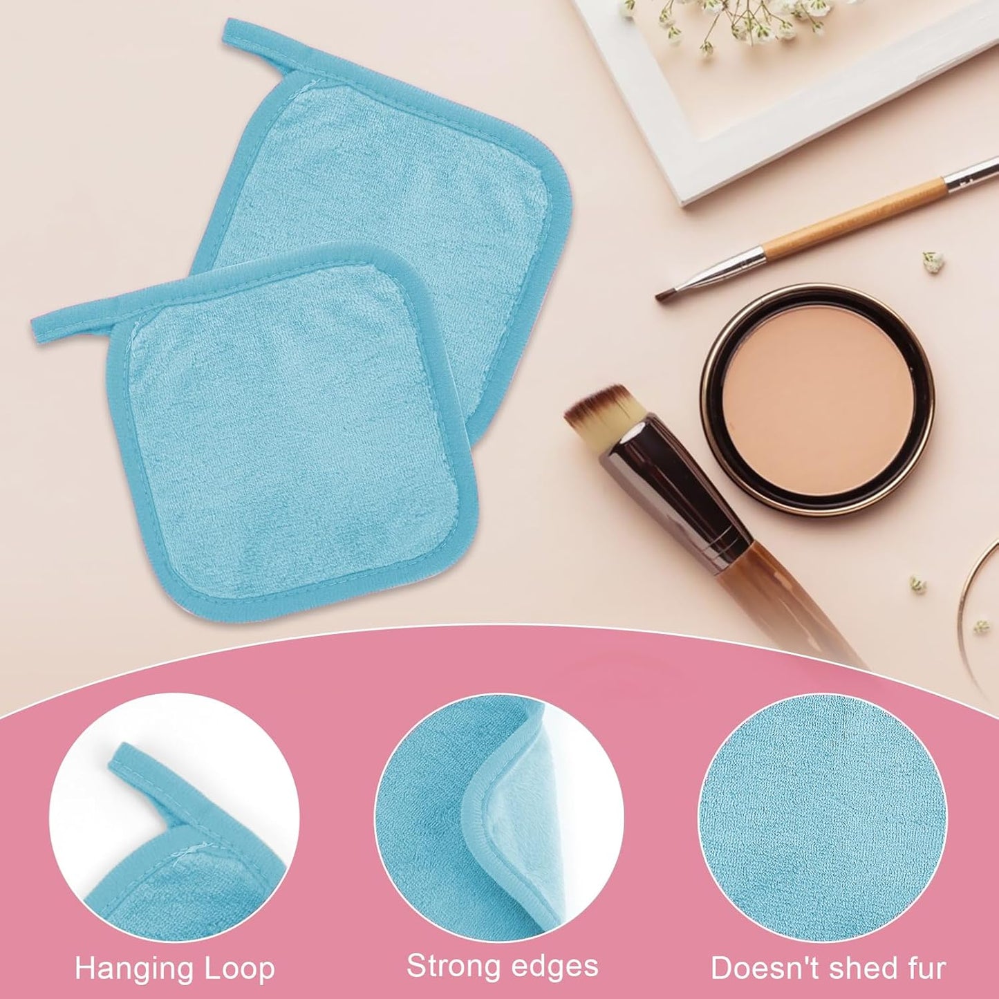 Makeup Remover Cloth - Ultra Soft Reusable Microfiber Towels for All Skin Types | 12 Pack, 6x6 Inches, Blue