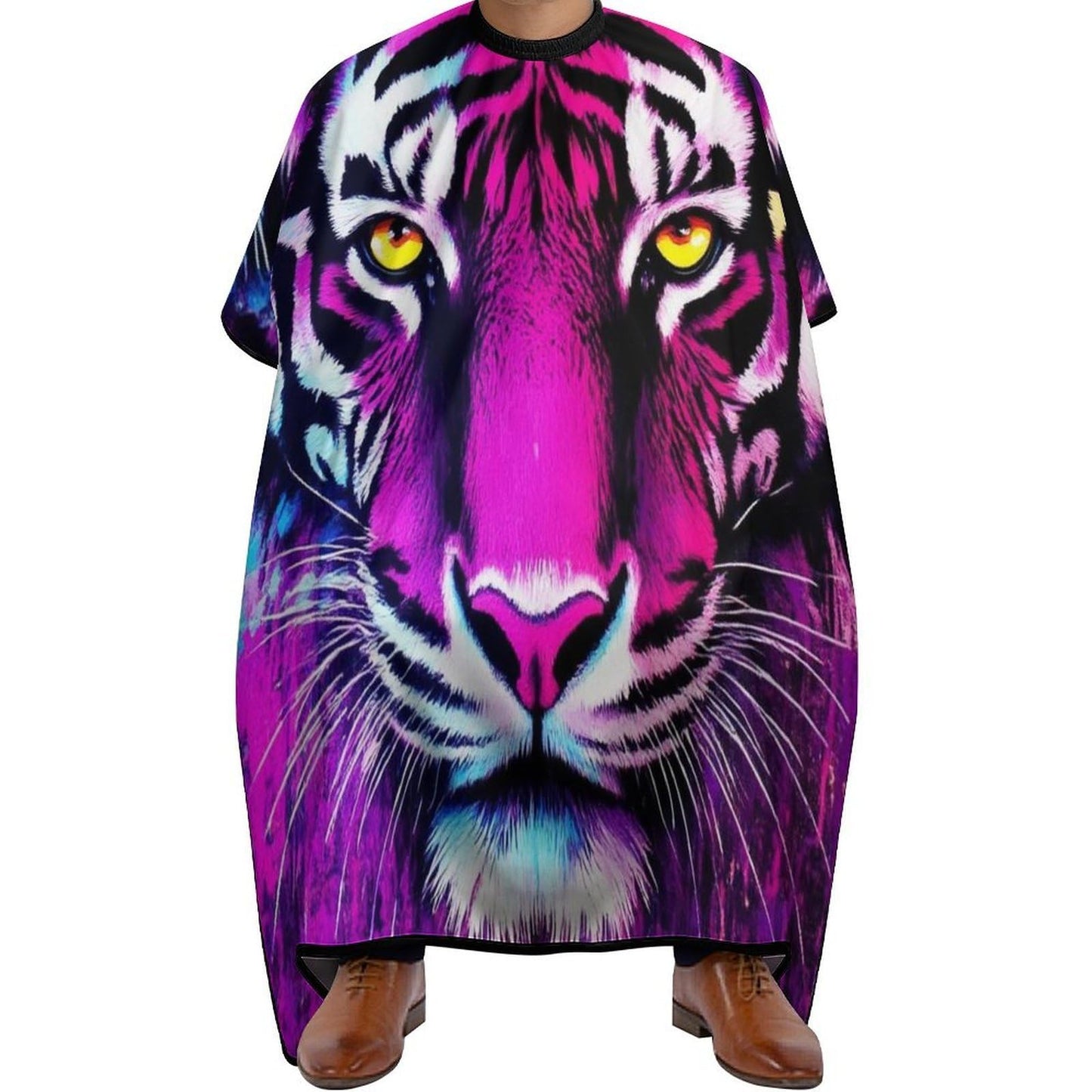 Fashion Hair Cutting Barber Cape, Professional Haircut Salon Cape for Men Women Colorful King of Tiger Purple Watercolor Art