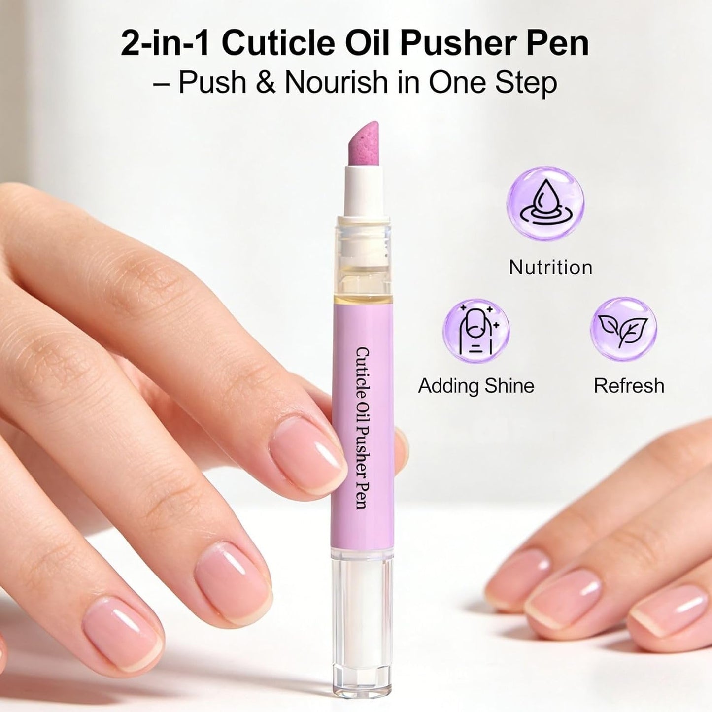Cuticle Oil Pusher Pen Set - 2-in-1 Ceramic Tip Remover & Nail Oil | Portable Manicure Kit for Dry Nails
